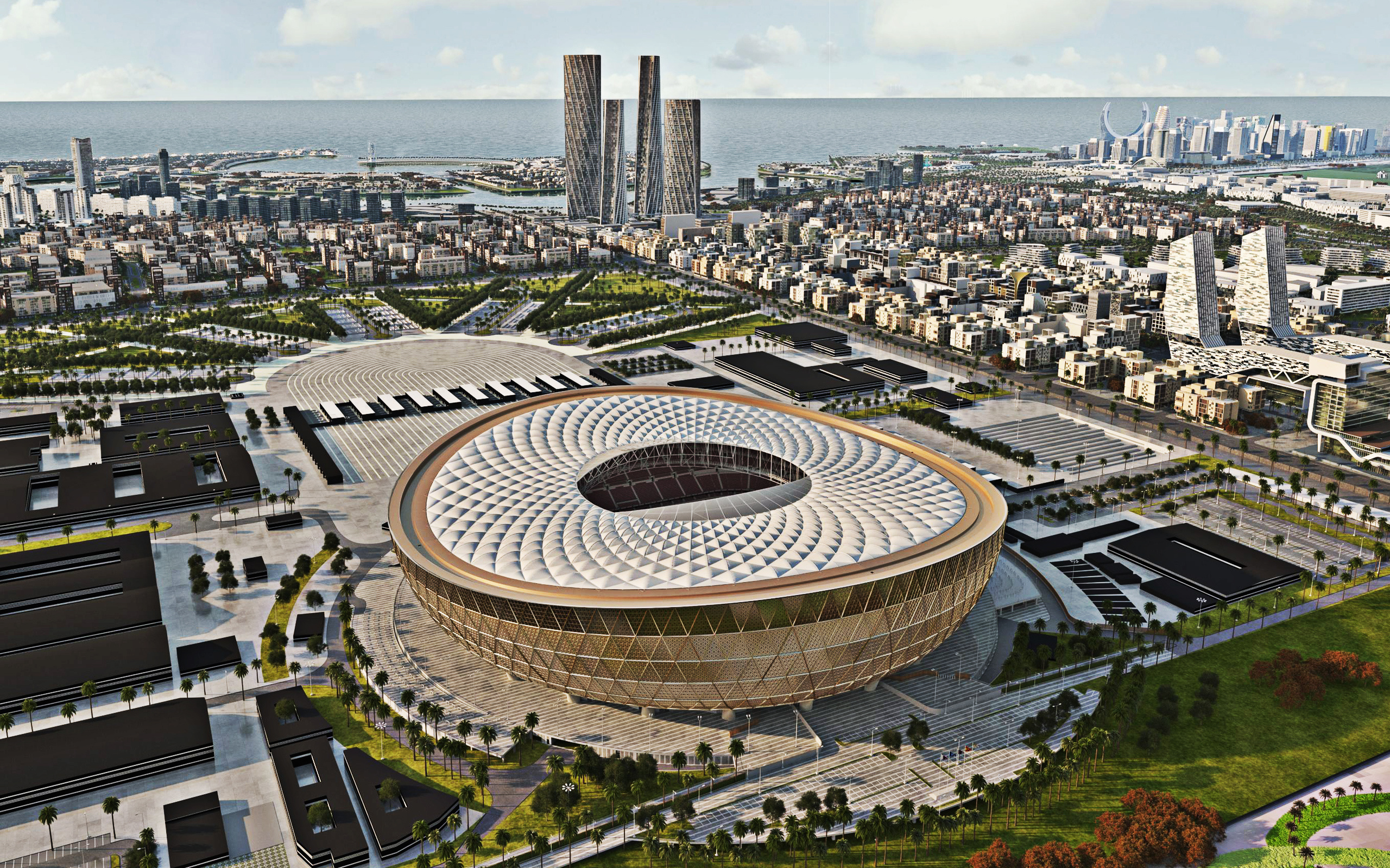 Lusail iconic stadium, Fifa World Cup 2022, Qatari football, Architectural marvels, 2560x1600 HD Desktop