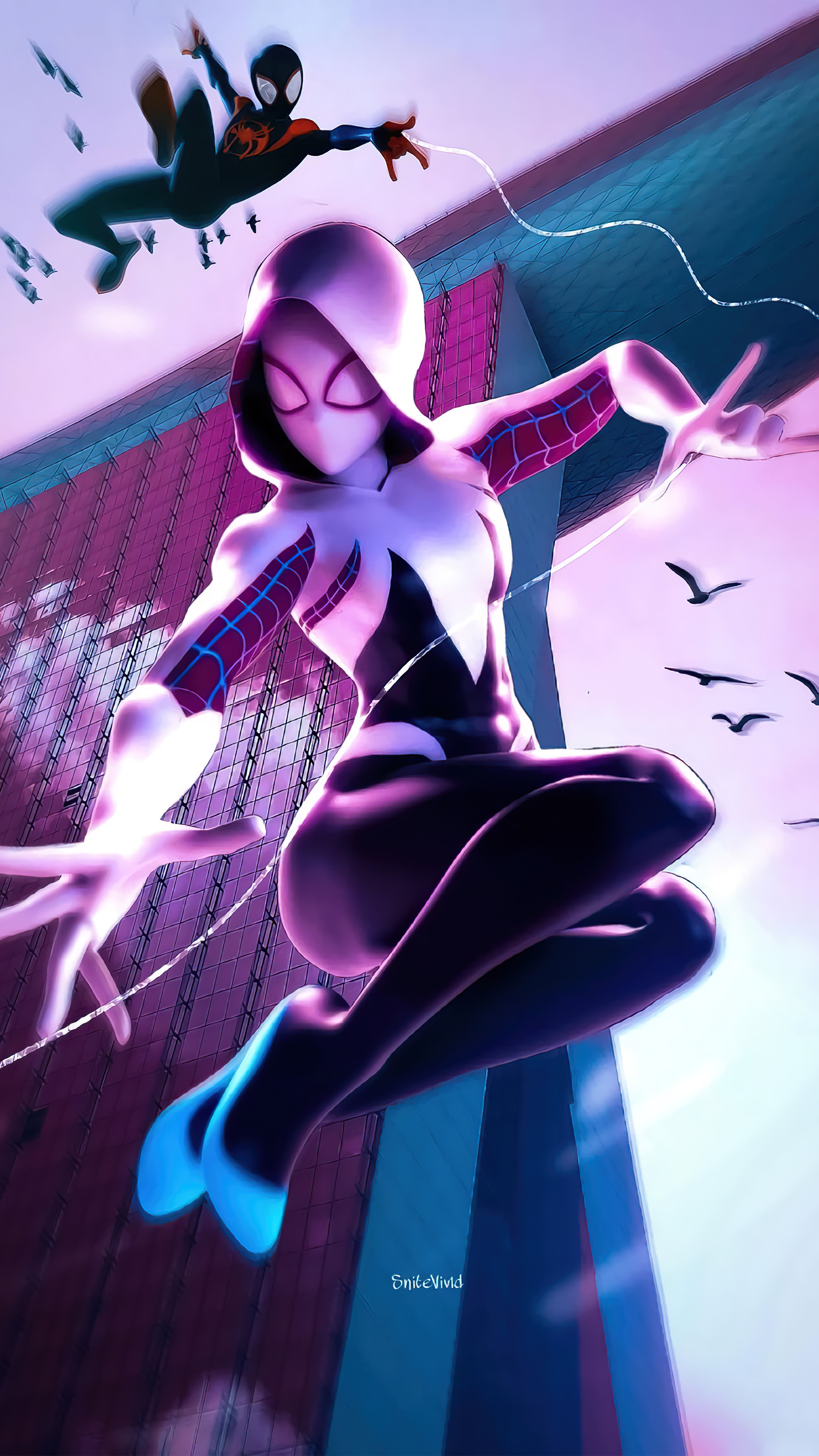 Gwen Stacy and Spider-Man, Sony Xperia wallpapers, High quality images, Captivating scenes, 2160x3840 4K Handy