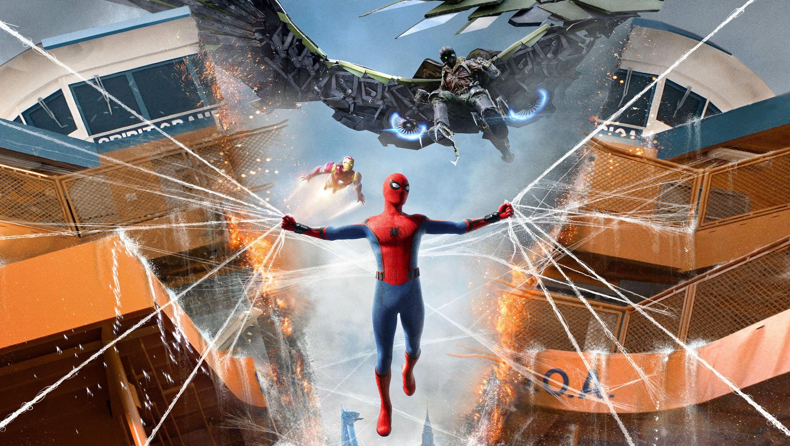 Spider-Man: Homecoming, Civil War, Web-slinging hero, Epic wallpapers, 2560x1450 HD Desktop