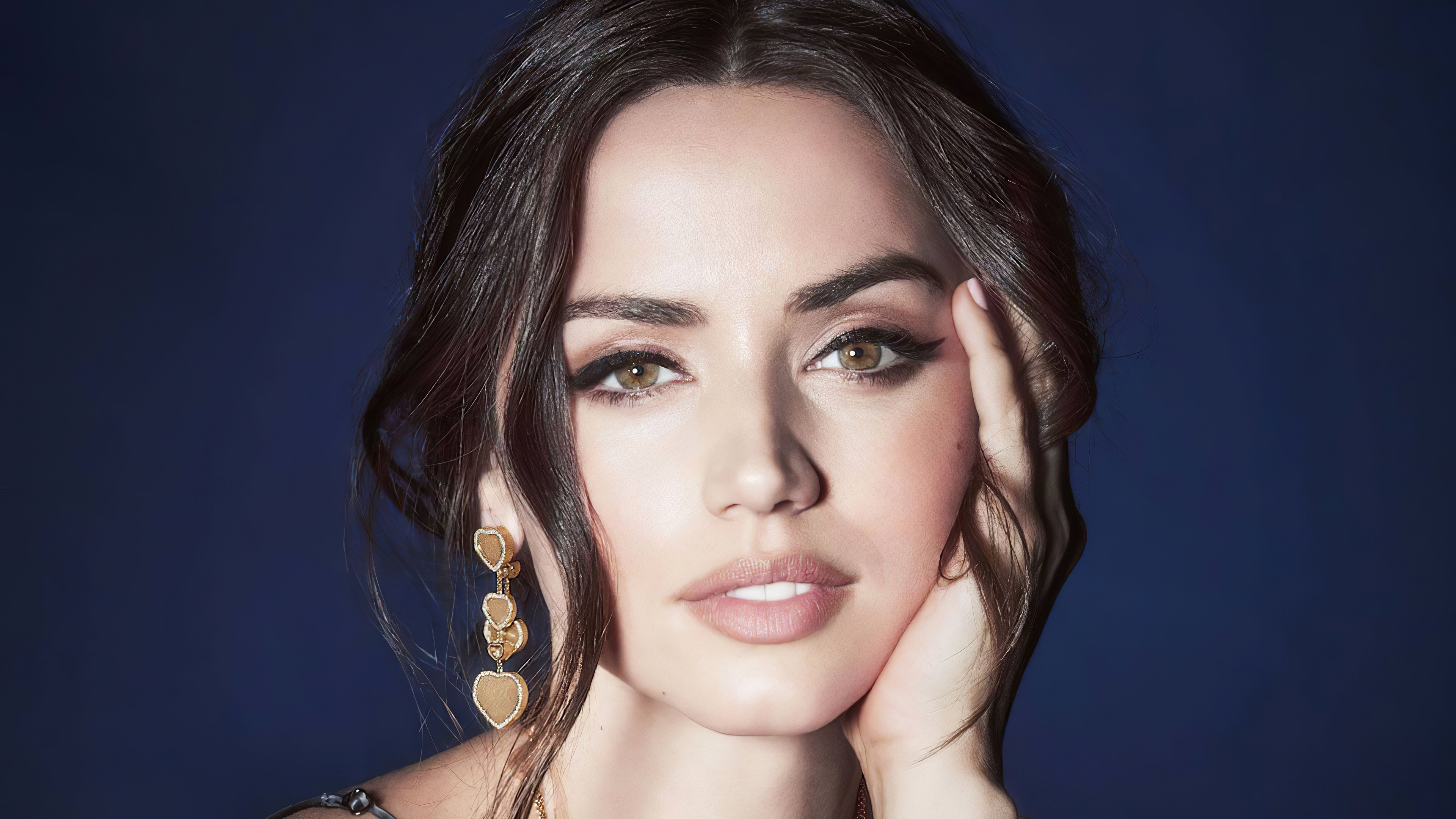 Actress wearing earrings, Green eyes beauty, Celebrity wallpaper, Fashion inspiration, 3840x2160 4K Desktop