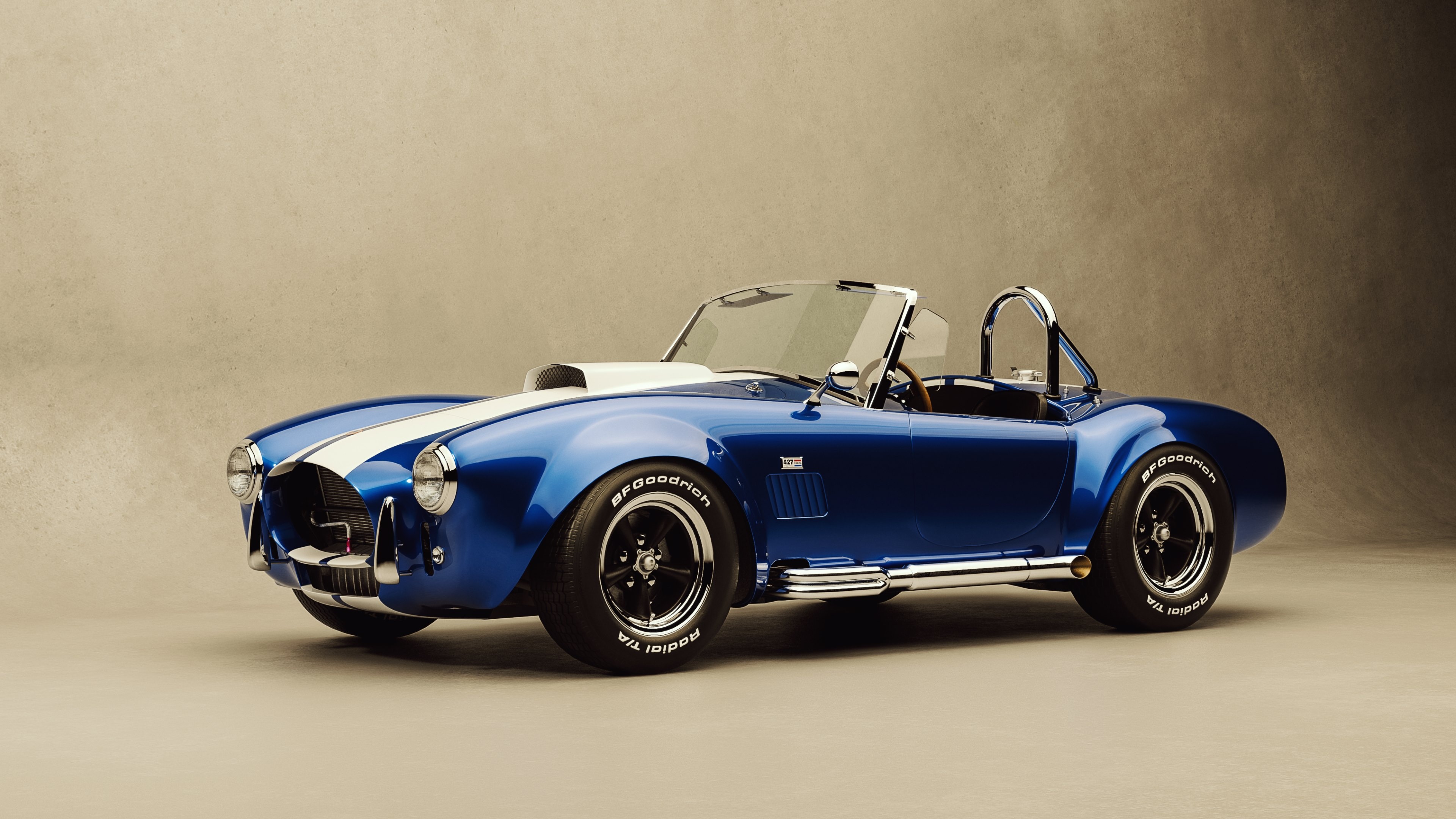 Vintage Car: Ford Shelby Cobra 427, Characterized by their classic design and elegant lines. 3840x2160 4K Background.