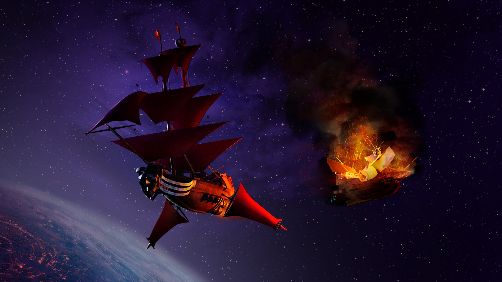 Treasure Planet Animation, Artistic portrayal, Spaceship design, Epic cosmic journey, 1920x1080 Full HD Desktop