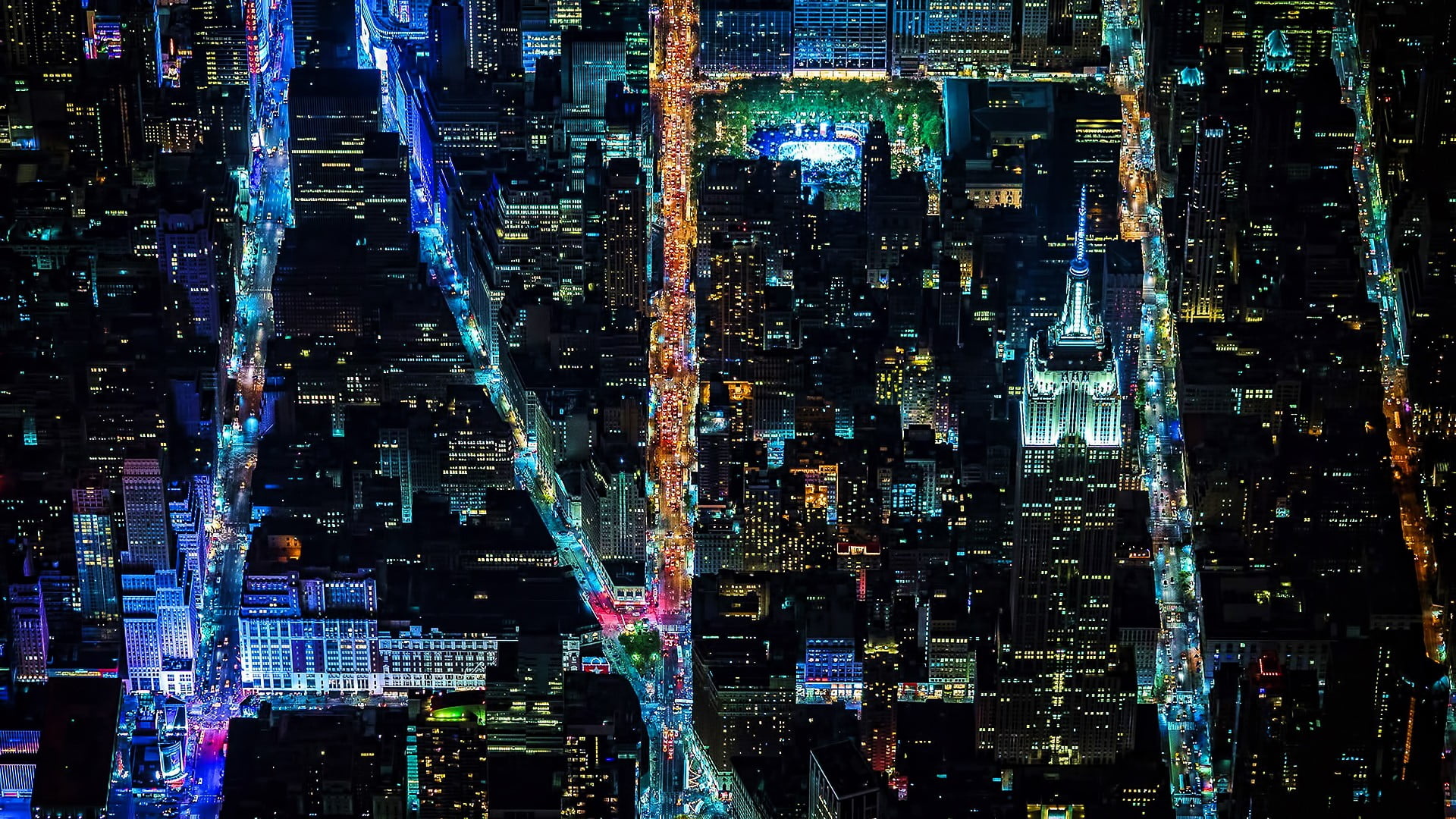New York Streets, Travels, City buildings, Night, 1920x1080 Full HD Desktop
