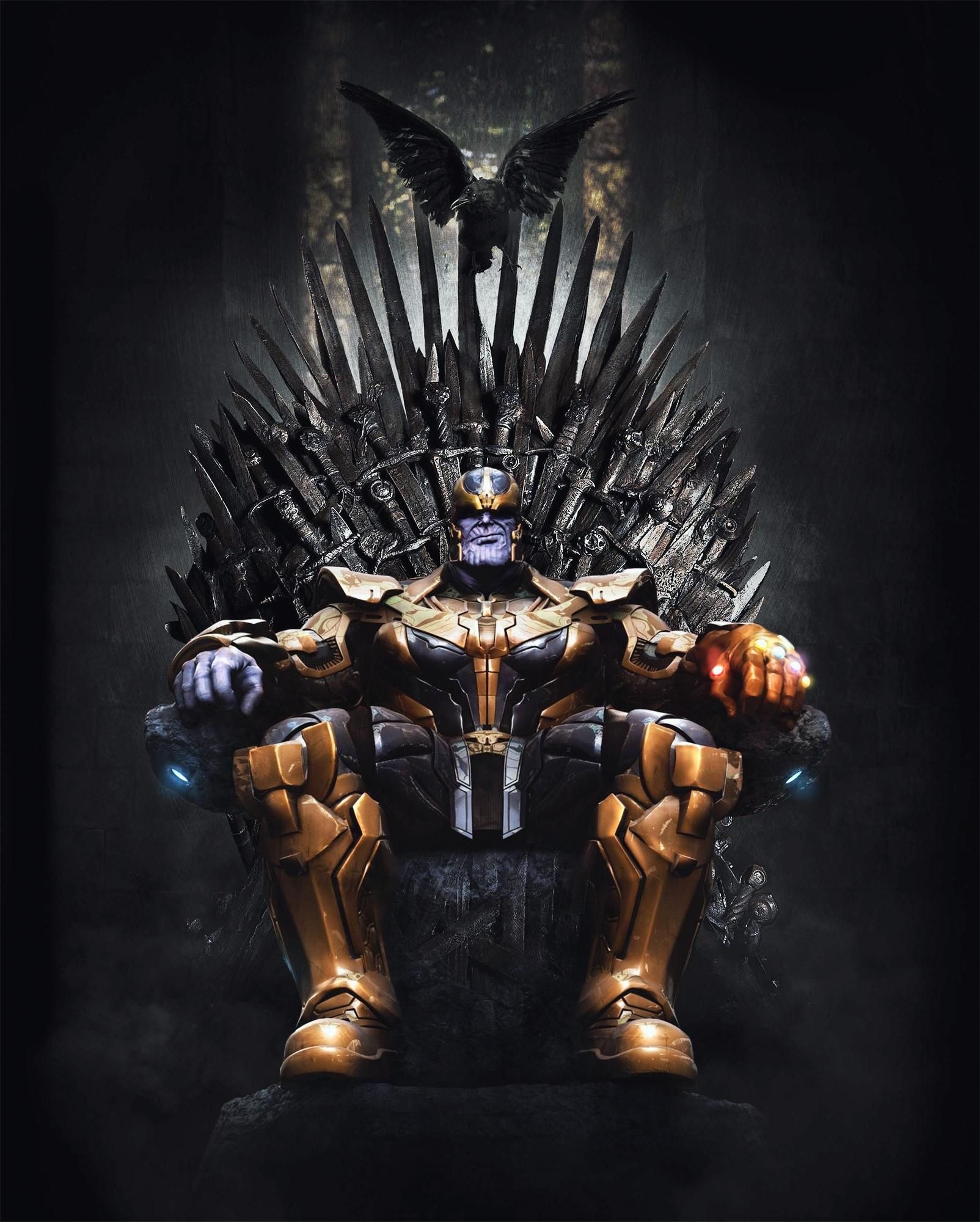 Iron Throne, TV Shows, No spoilers, Thanos sitting, 1610x2000 HD Handy