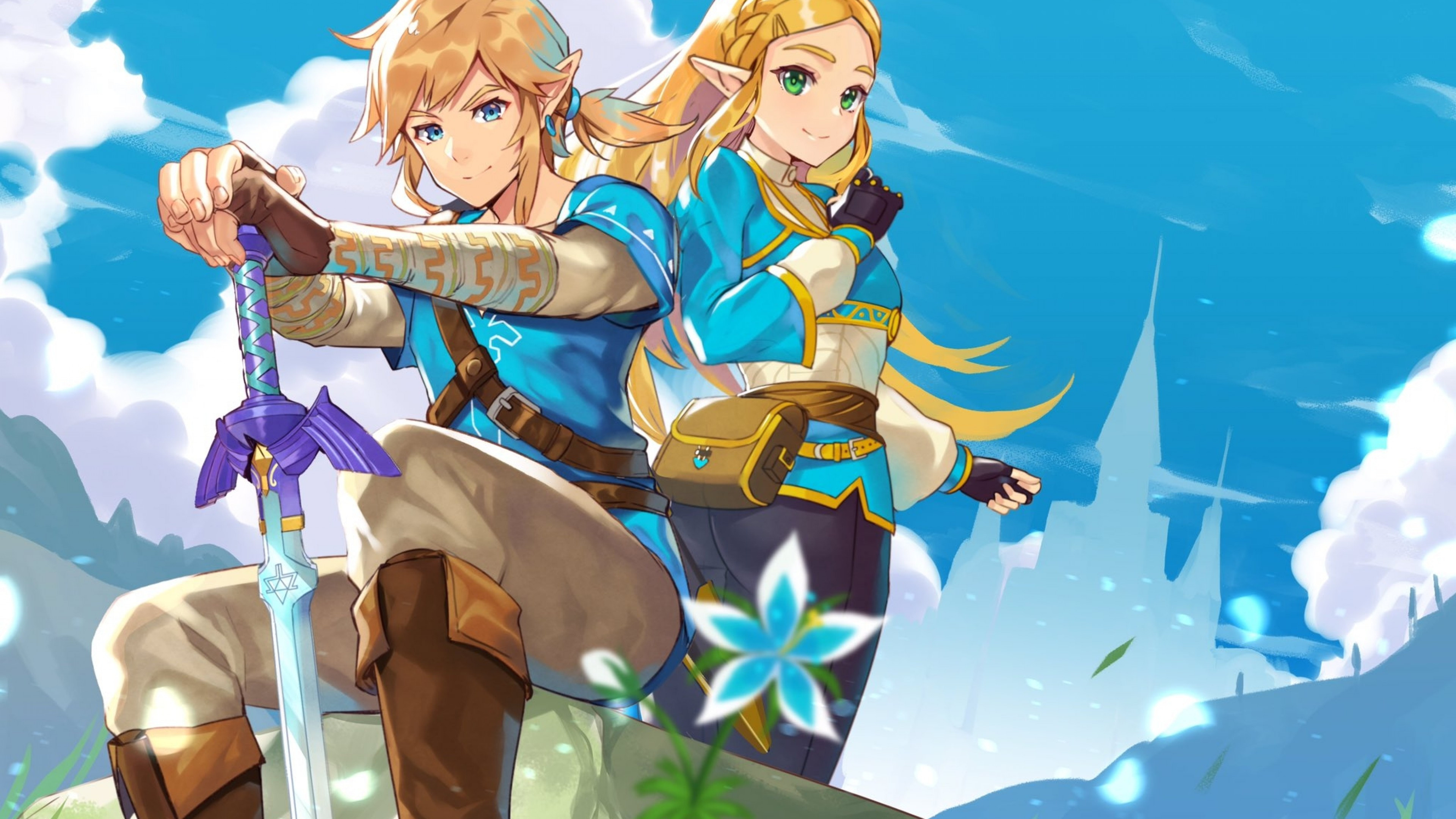 Princess Zelda, Link, Anime style, UHD TV wallpapers, 3840x2160 4K Desktop