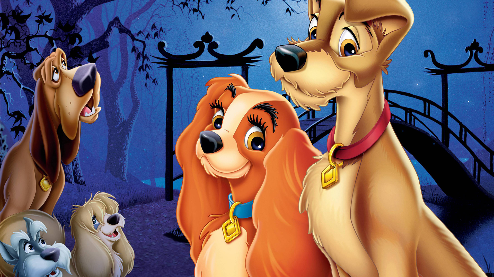 Lady and the Tramp, Animated masterpiece, Romantic wallpaper, Disney love story, 1920x1080 Full HD Desktop