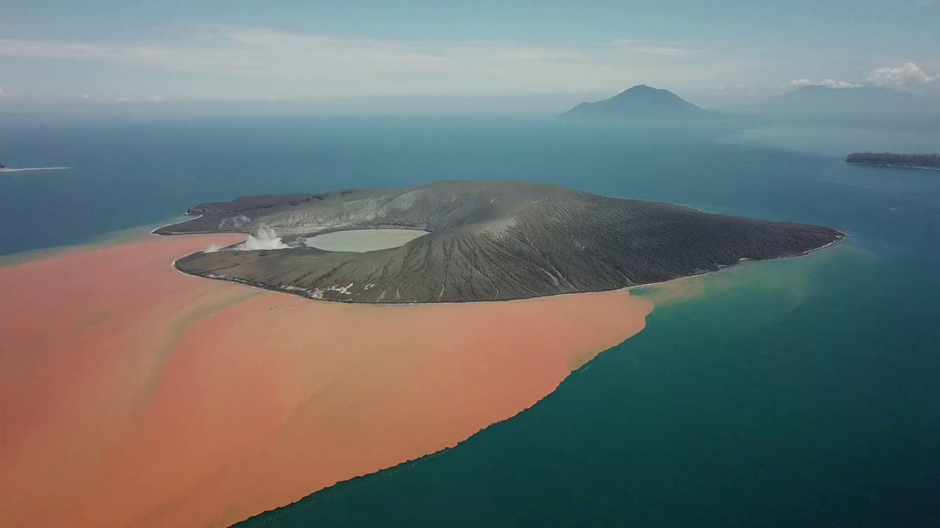 Krakatoa Island, Earth uncut TV, Aerial footage, Massive volcano eruption, 1920x1080 Full HD Desktop