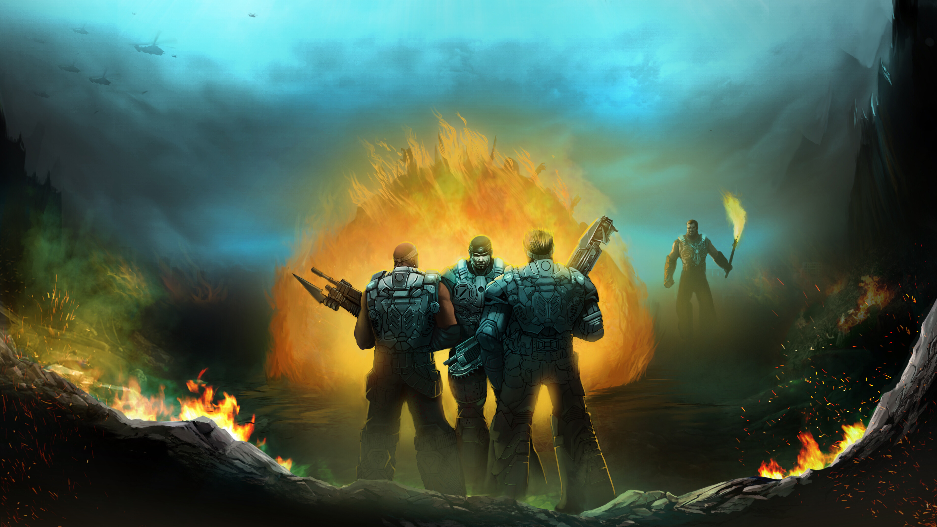Gears of War franchise, Stunning visuals, Intense battles, Gaming masterpiece, 3690x2080 HD Desktop