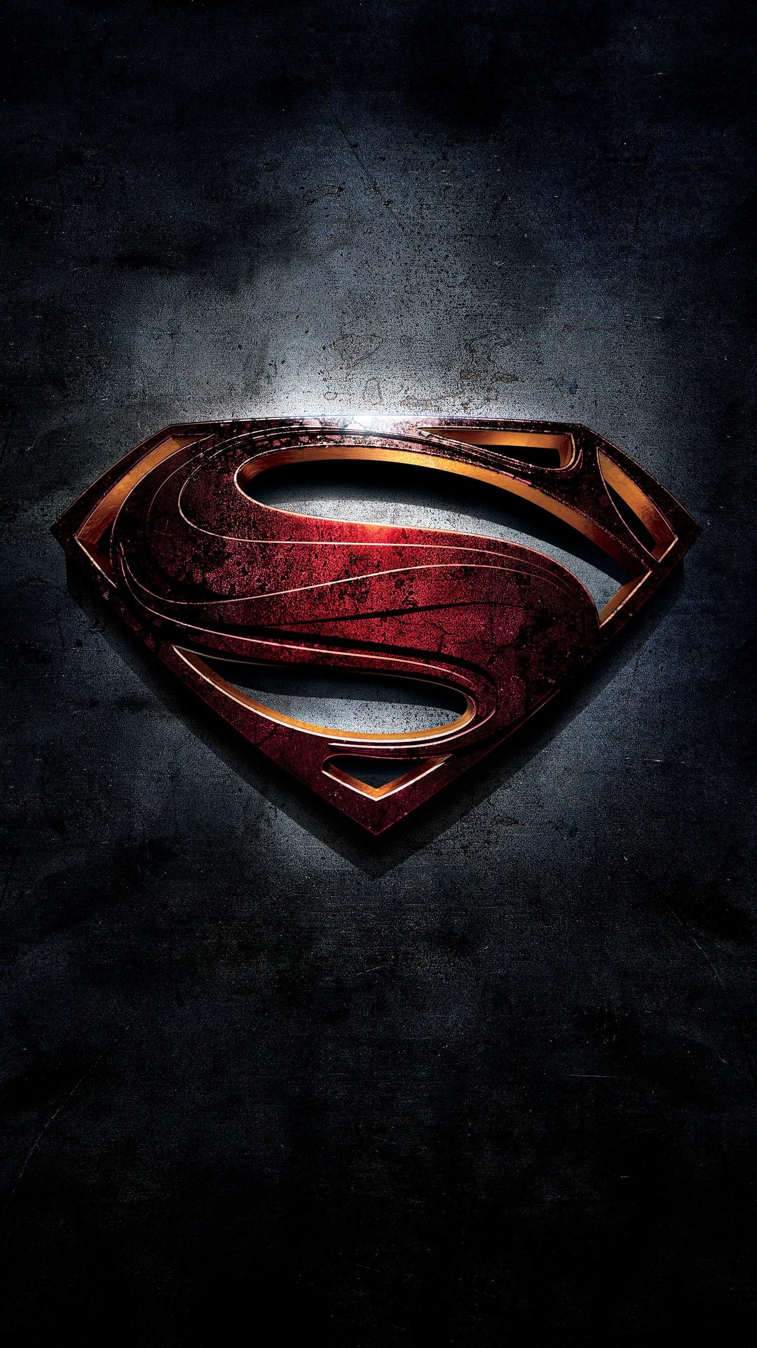 Man of Steel, Phone wallpaper, Moviemania art, Iconic Superman logo, 1540x2740 HD Phone