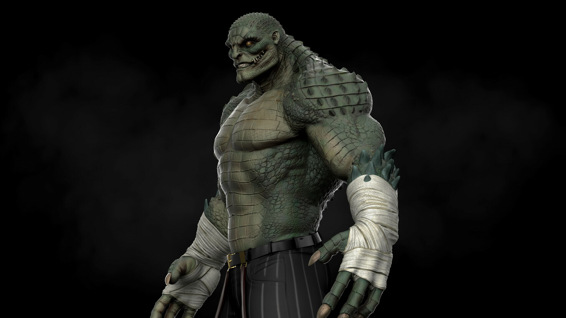 Killer Croc: One of Batman's most physically formidable foes, Known for his brutal strength and fearsome rage. 1920x1080 Full HD Wallpaper.