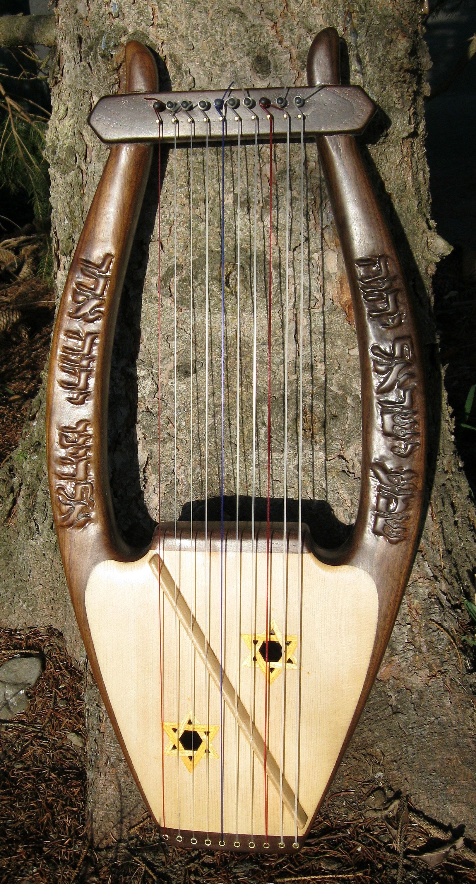 Lyre: 10 String Davidic Lyre-Kinnor, Carved From Myrtle Wood and Engelmann Spruce, Celtic Harp. 1630x3020 HD Background.