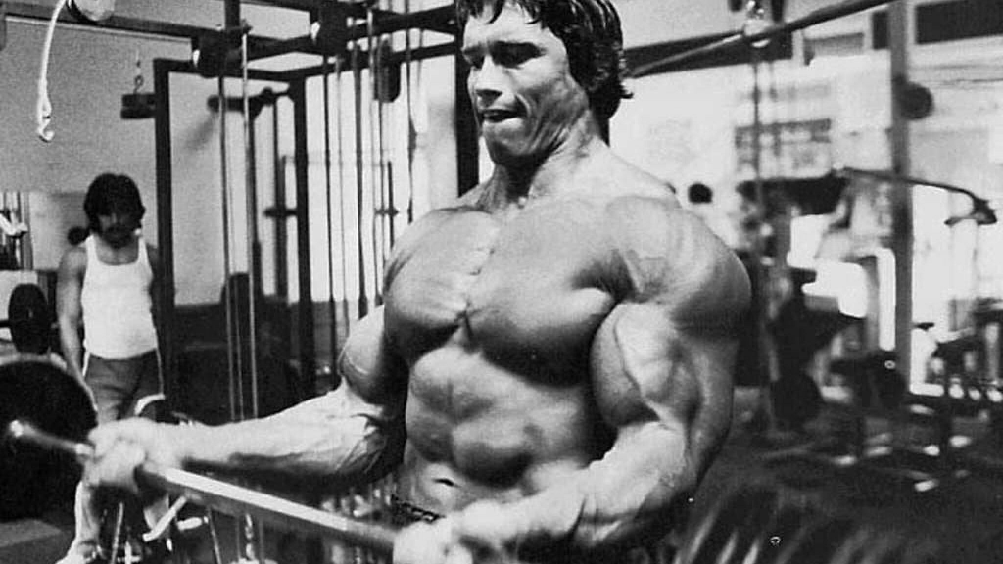 Arnold Schwarzenegger, Bodybuilder legend, Impressive physique, Iconic celebrity, 2050x1160 HD Desktop