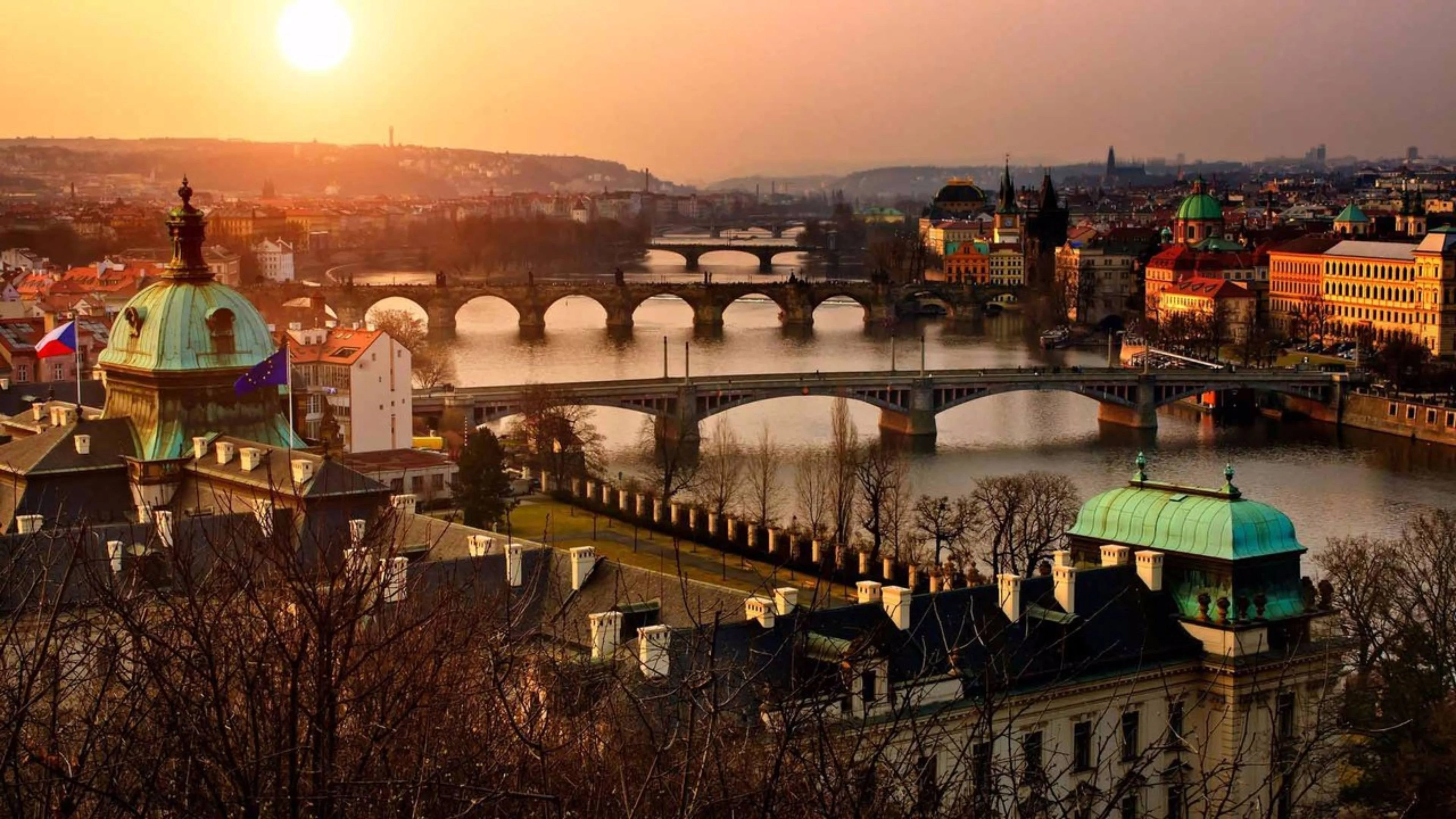 Czechia (Czech Republic): Prague, The historical capital of Bohemia, Cityscape. 3840x2160 4K Background.