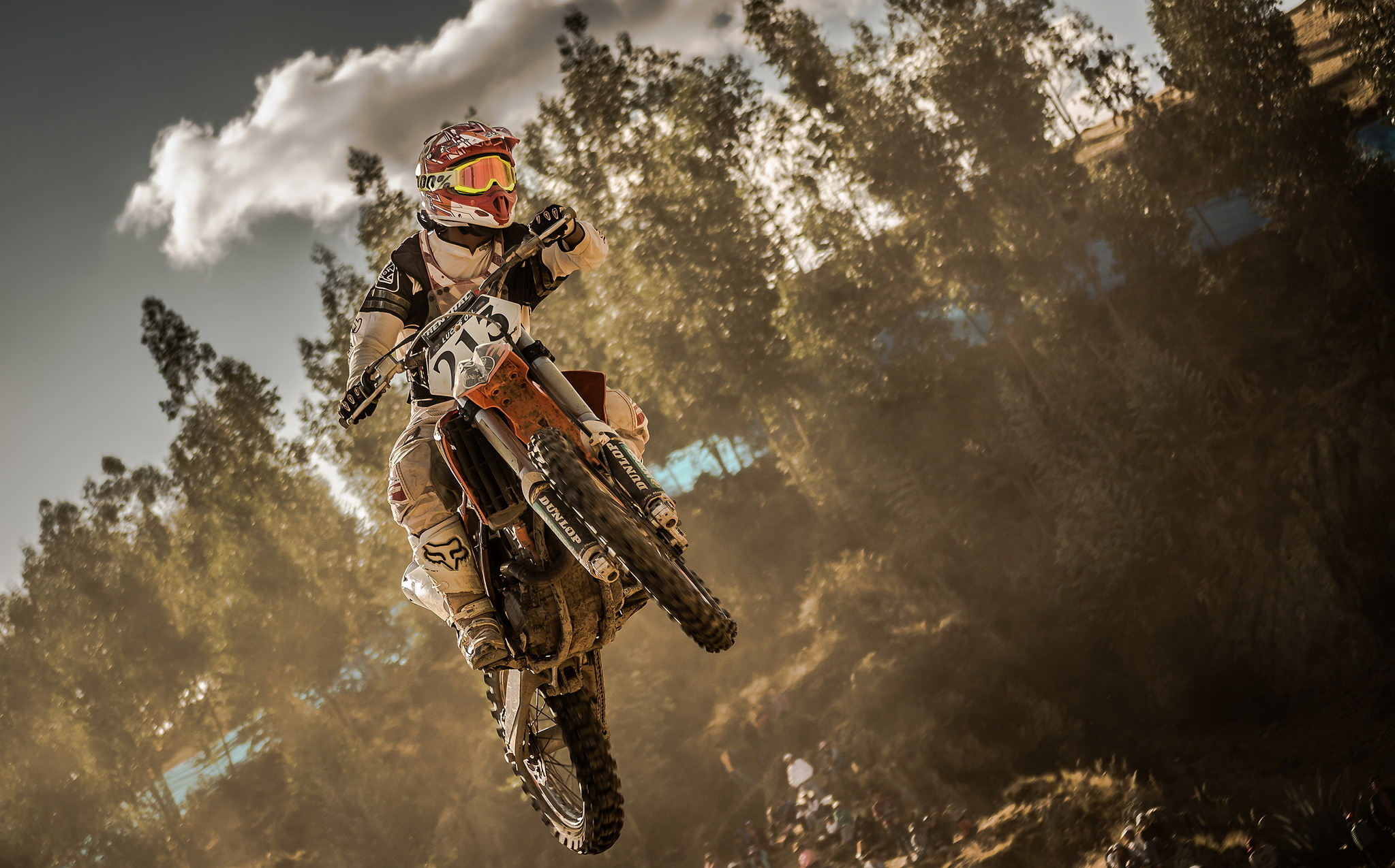 Enduro Motorbike: FIM Motocross World Championship, Jumping In The Air With A Bike, Off-Road Circuits, Cross-Country Race. 2050x1280 HD Background.