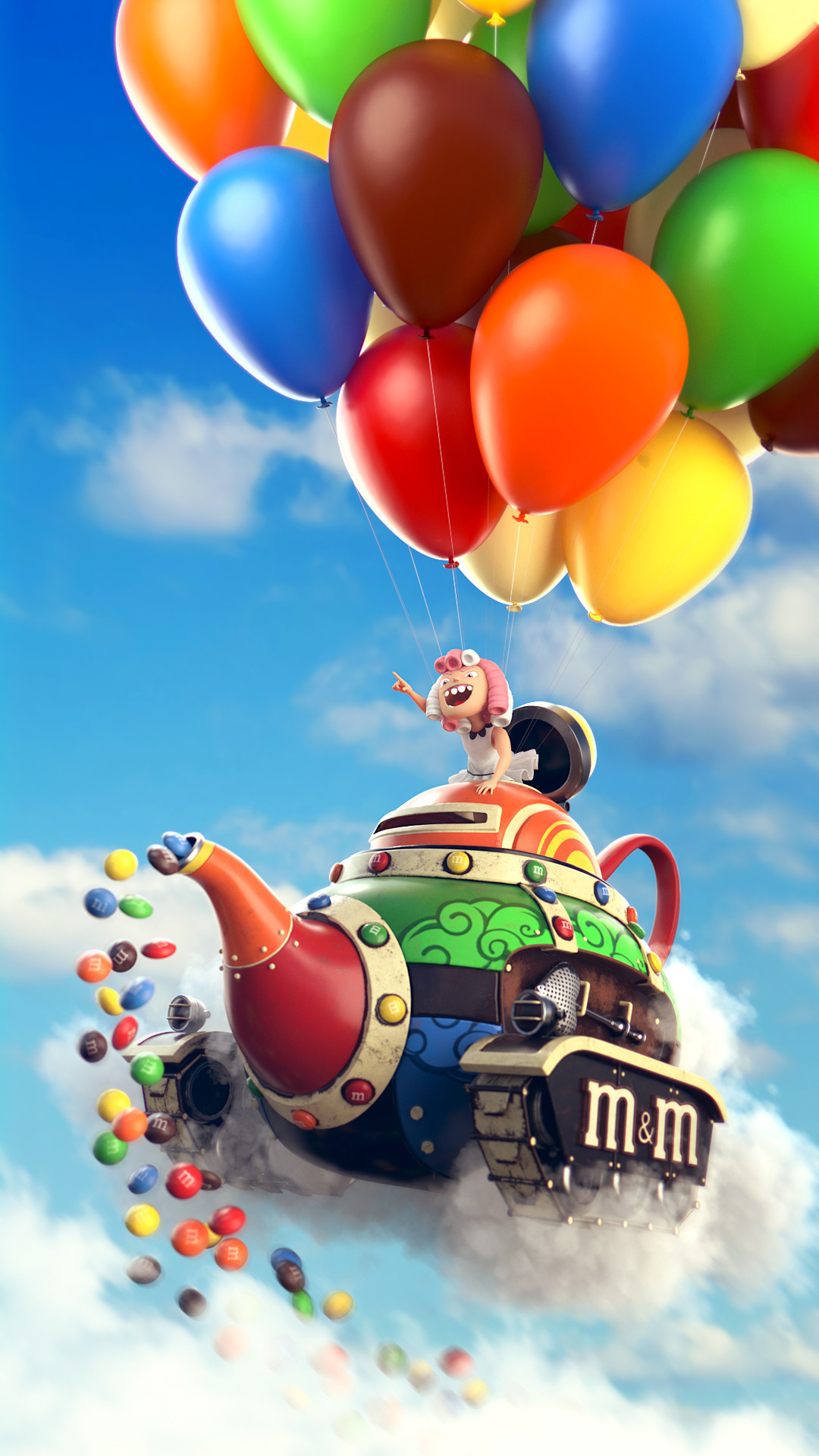 Dario Bonito, M&M's rolling teapot, Whimsical design, Playful spin, 1080x1920 Full HD Handy