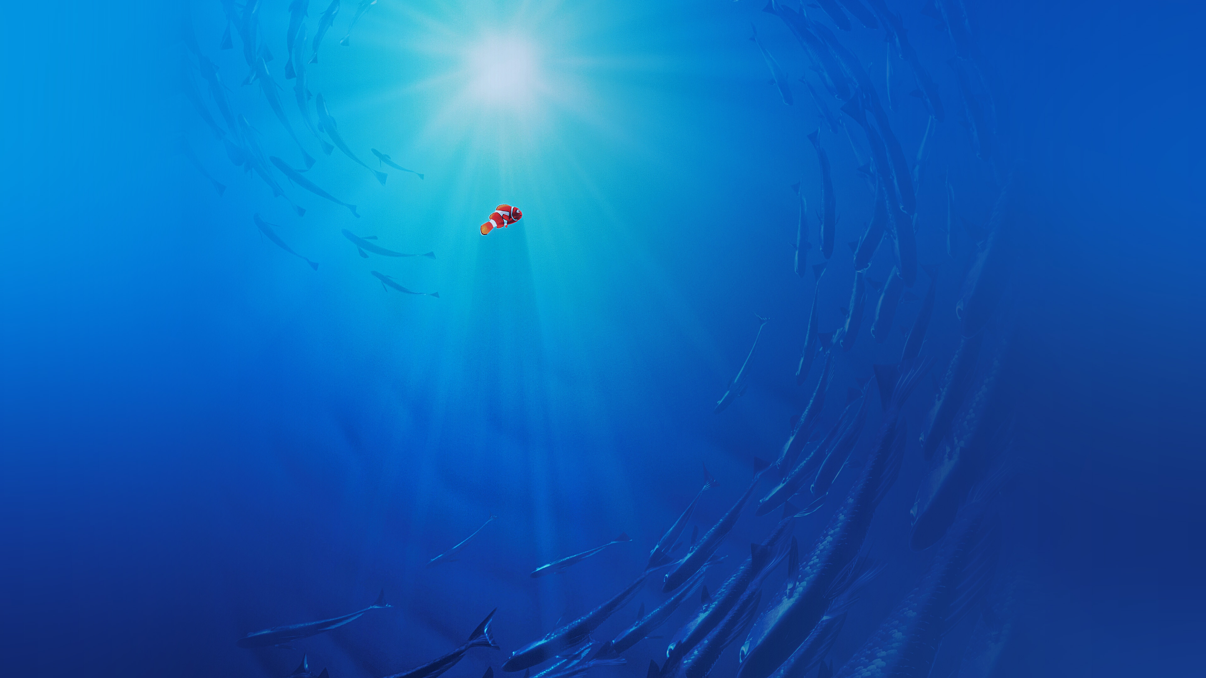 Finding Nemo: A 2003 American computer-animated comedy-drama adventure film, Produced by Pixar Animation Studios. 3840x2160 4K Wallpaper.