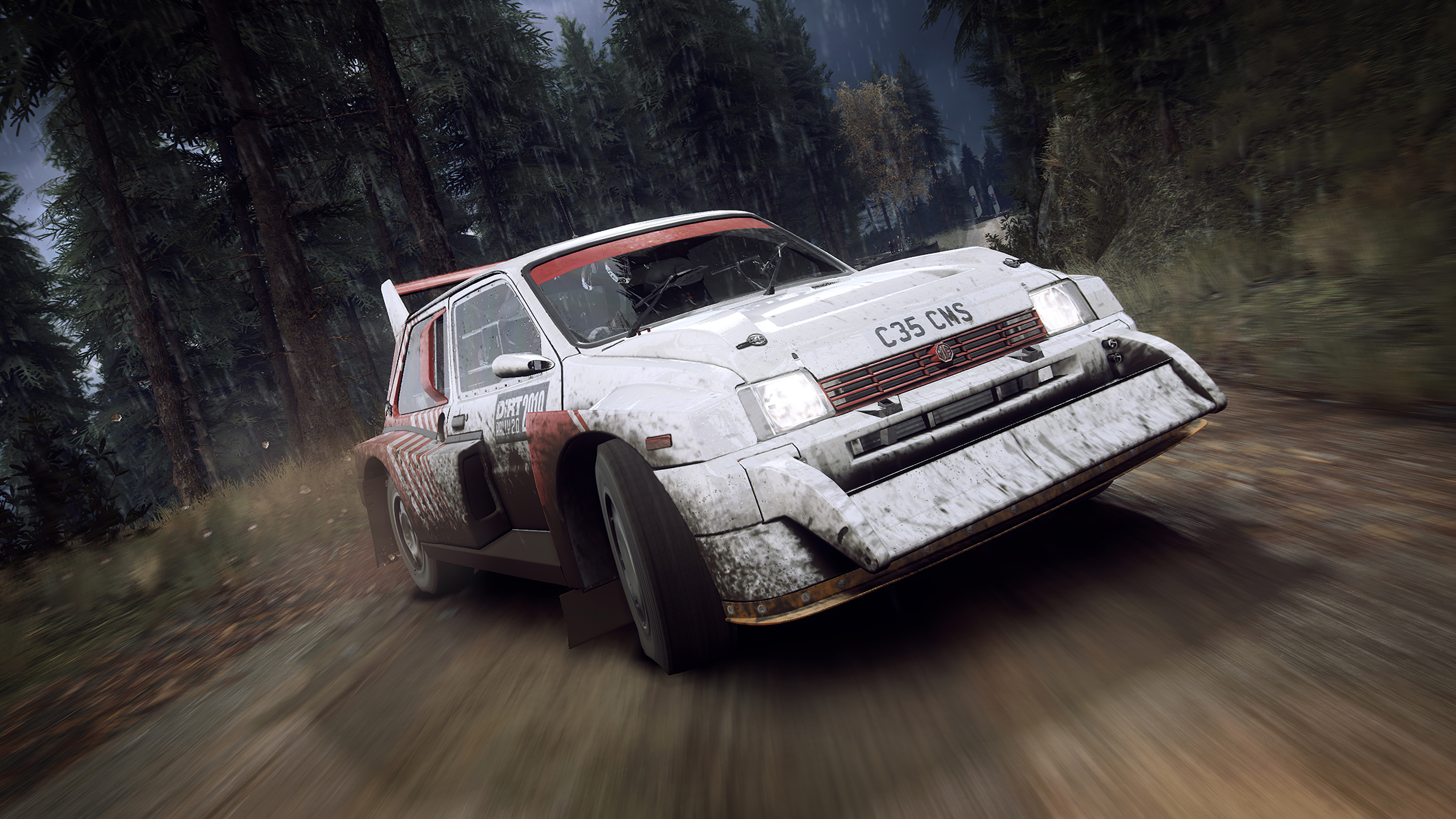 Rallycross: Drifting, Slippery Road, Forest Track, Reinforced Hood, Protective Bumper and Fenders, Mobile Game. 3840x2160 4K Background.