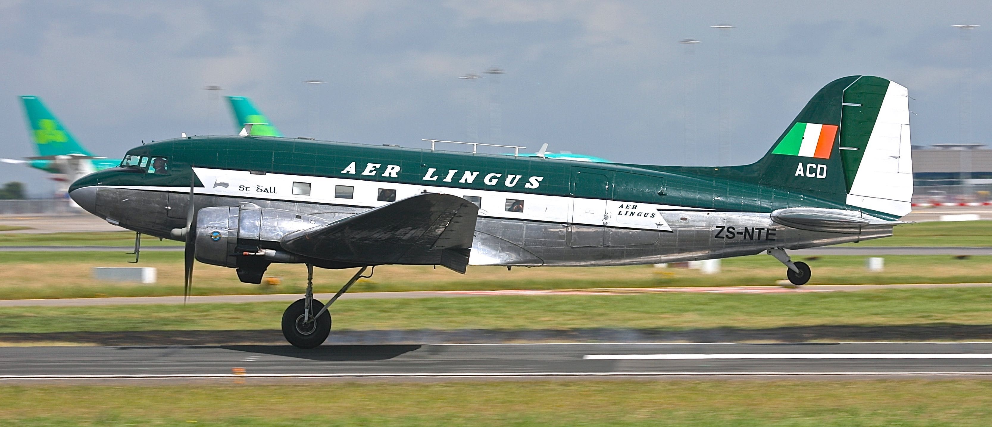 Aer Lingus, Douglas DC 3, 1950s Colours, Travels, 3340x1440 Dual Screen Desktop