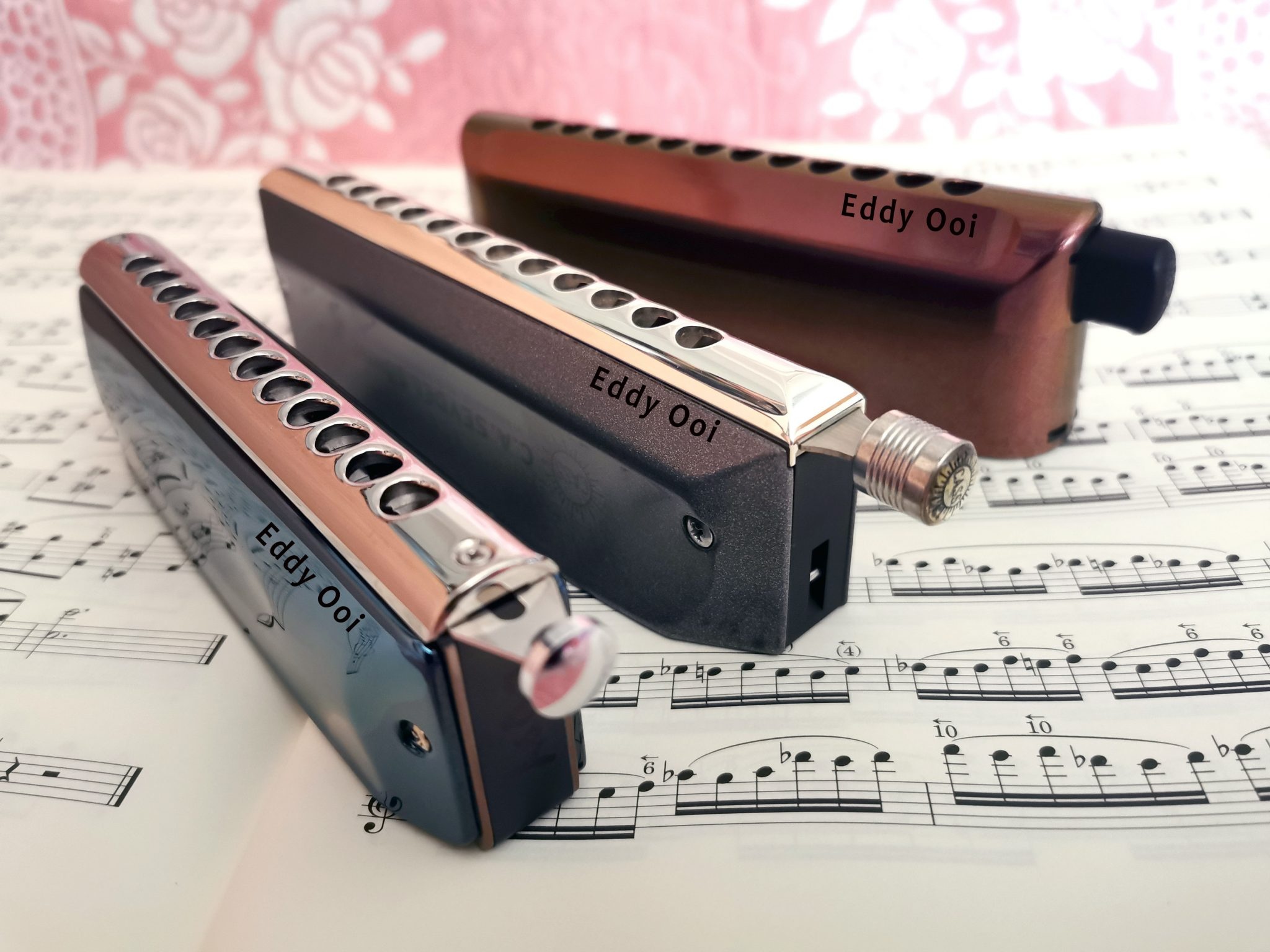 Harmonica: Chromatic Type, From The Beginner To The Professional Musician, Controlled Airflow, Eddy Ooi, Musical Notes. 2050x1540 HD Background.