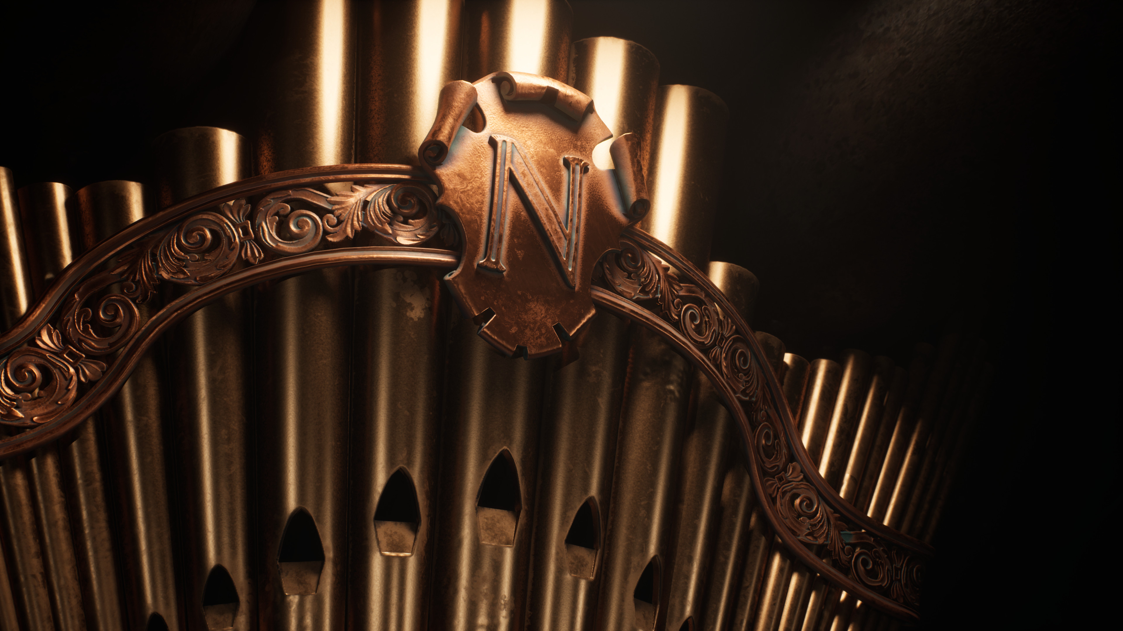 Pipe Organ: Nautilus, The tubes are provided in sets called ranks each of which has a common timbre. 3840x2160 4K Wallpaper.