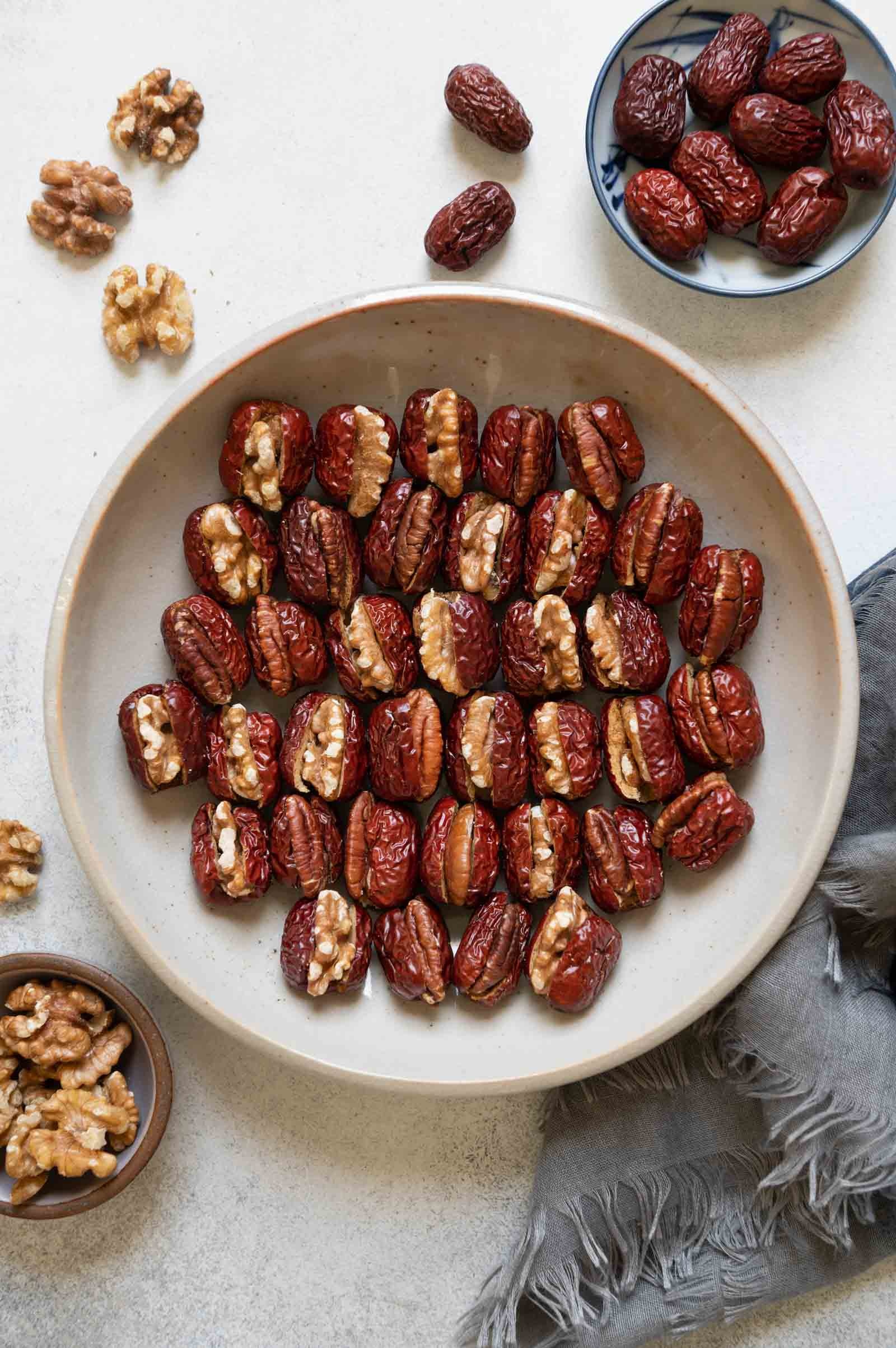 Stuffed red dates, Healthy nibbles, Walnuts and pecans, Lisa Lin's recipe, 1600x2410 HD Phone