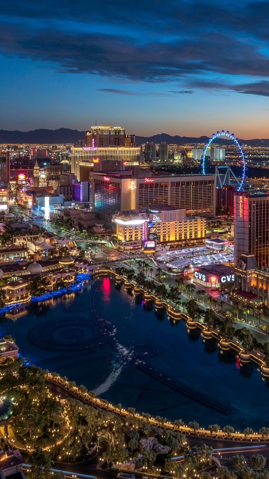Las Vegas Skyline, Nighttime allure, Glittering lights, Iconic architecture, 1080x1920 Full HD Phone