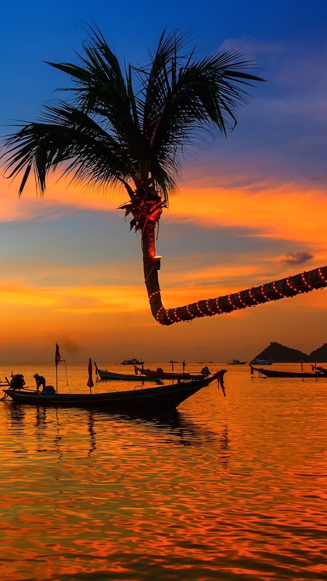 Beautiful sunset, Koh Tao beach, Windows 10 spotlight, Serene scenery, 1080x1920 Full HD Phone