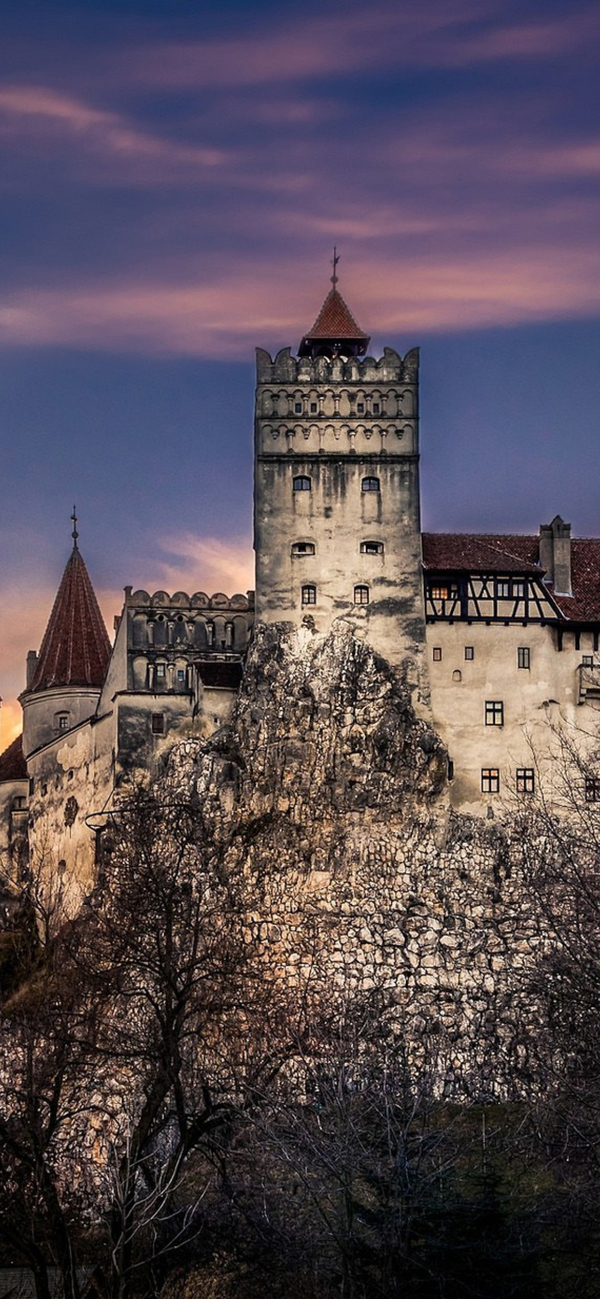 Bran Castle in Romania, Iphone wallpaper, Gothic architecture, Eerie vibes, 1170x2540 HD Phone