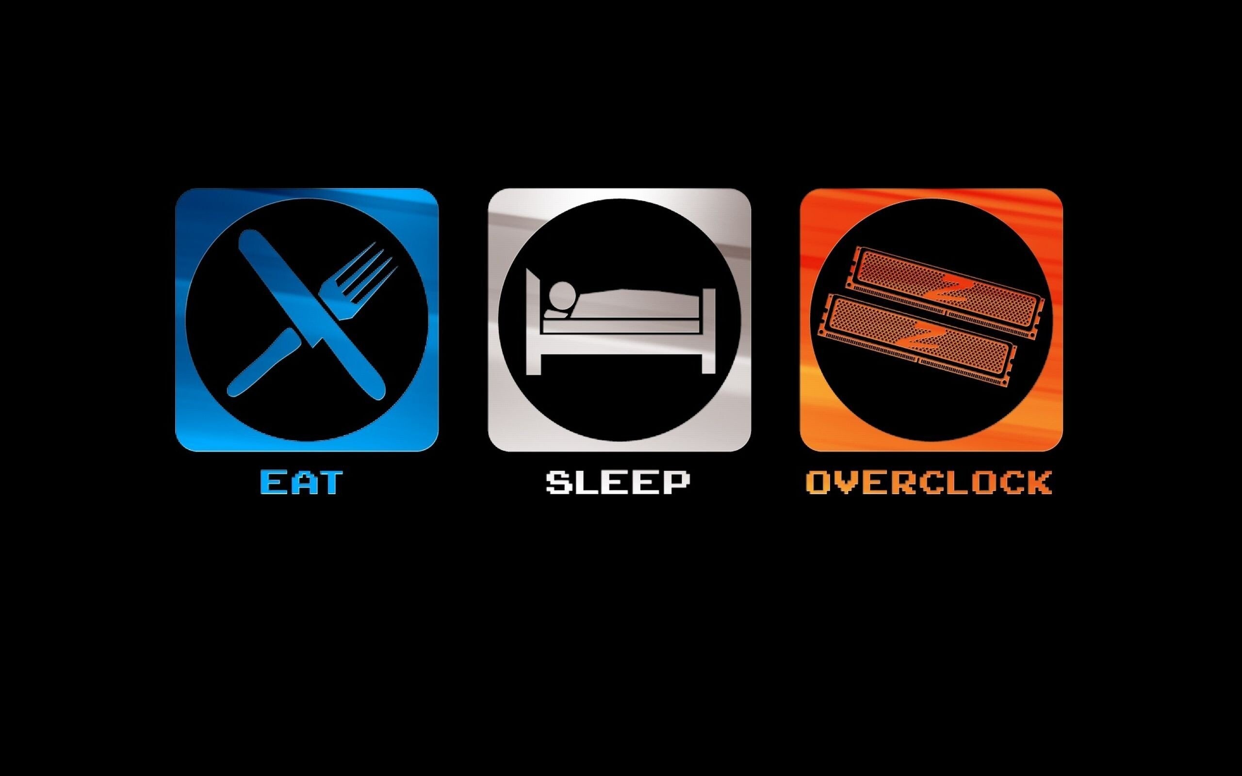 Geek: Eat, Sleep, Overclock, A digital-technology expert or enthusiast, An expert in computers. 2560x1600 HD Wallpaper.