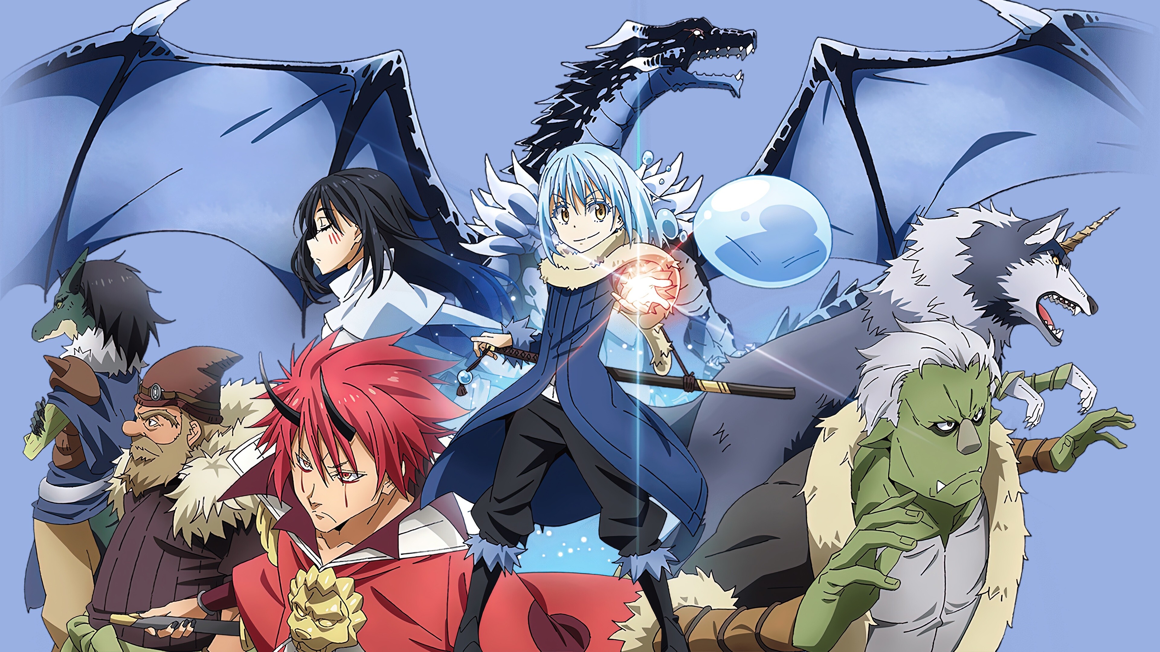 That Time I Got Reincarnated as a Slime: A salaryman who is murdered and reincarnates in a sword and sorcery world as a slime with unique powers, Fantasy. 3840x2160 4K Wallpaper.