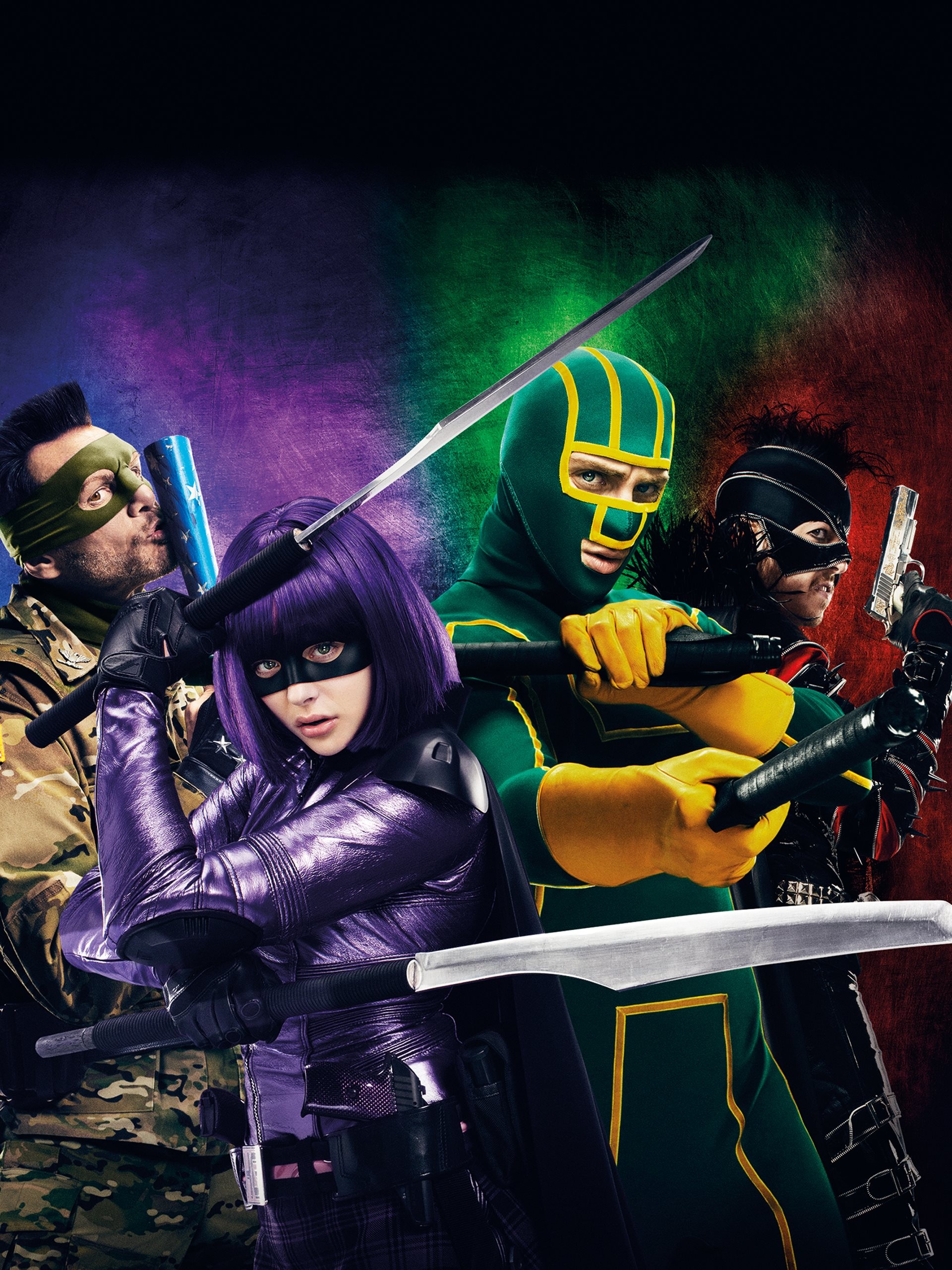 Kick-Ass: A 2013 black comedy superhero film written and directed by Jeff Wadlow. 1920x2560 HD Background.