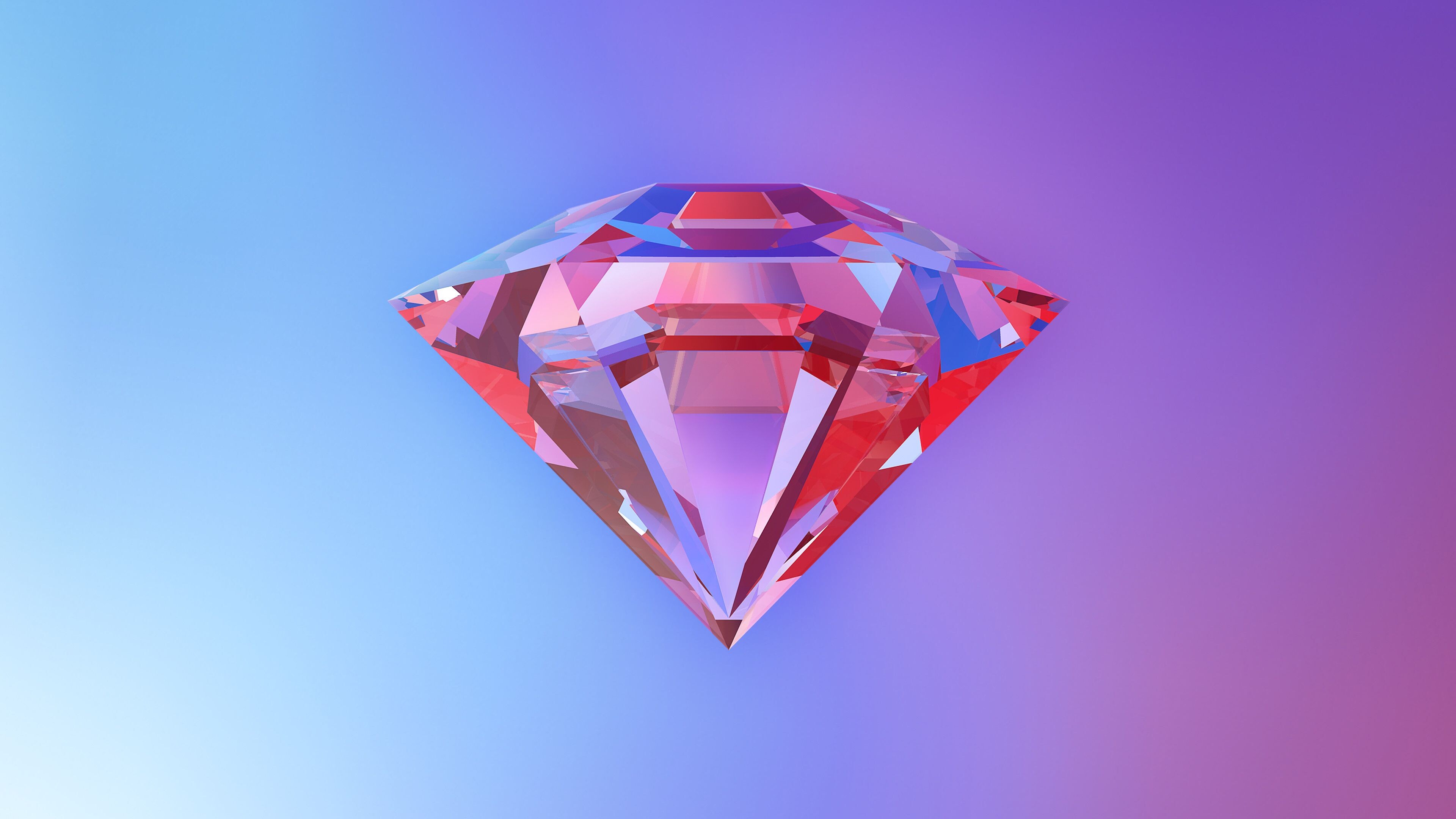 Gemstone: Diamond, Minerals that have been cut and polished for use as human adornment. 3840x2160 4K Wallpaper.