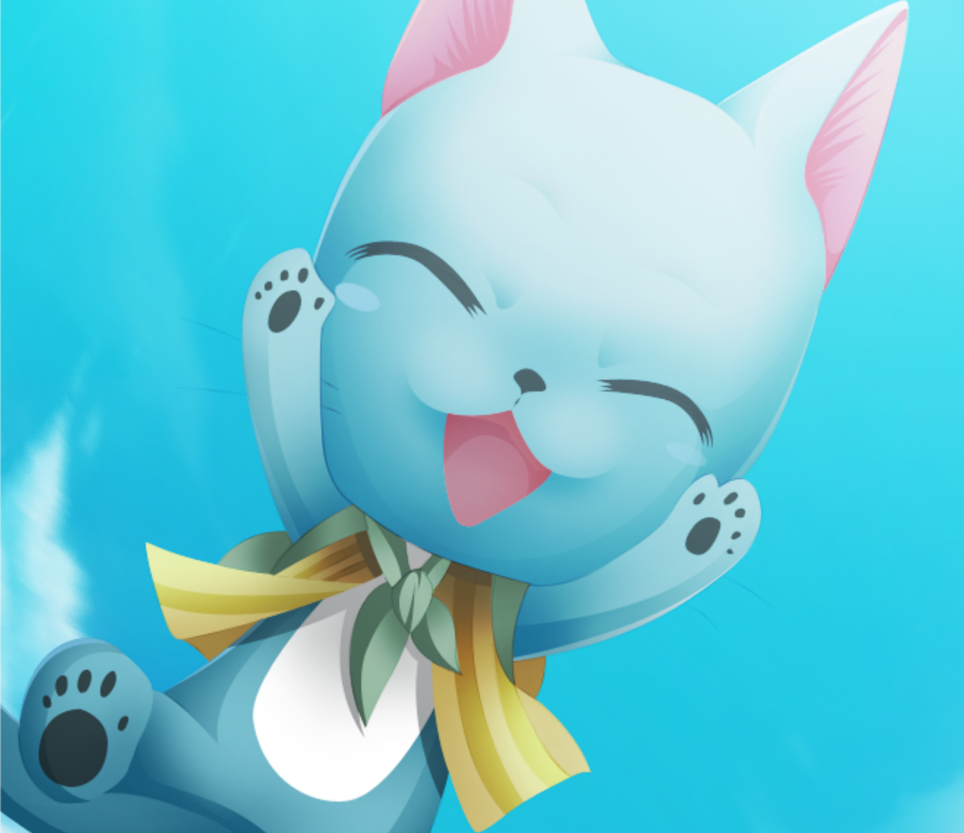 Happy (Fairy Tail): Feline hero, Voiced by Rie Kugimiya in Japanese media. 1960x1700 HD Background.