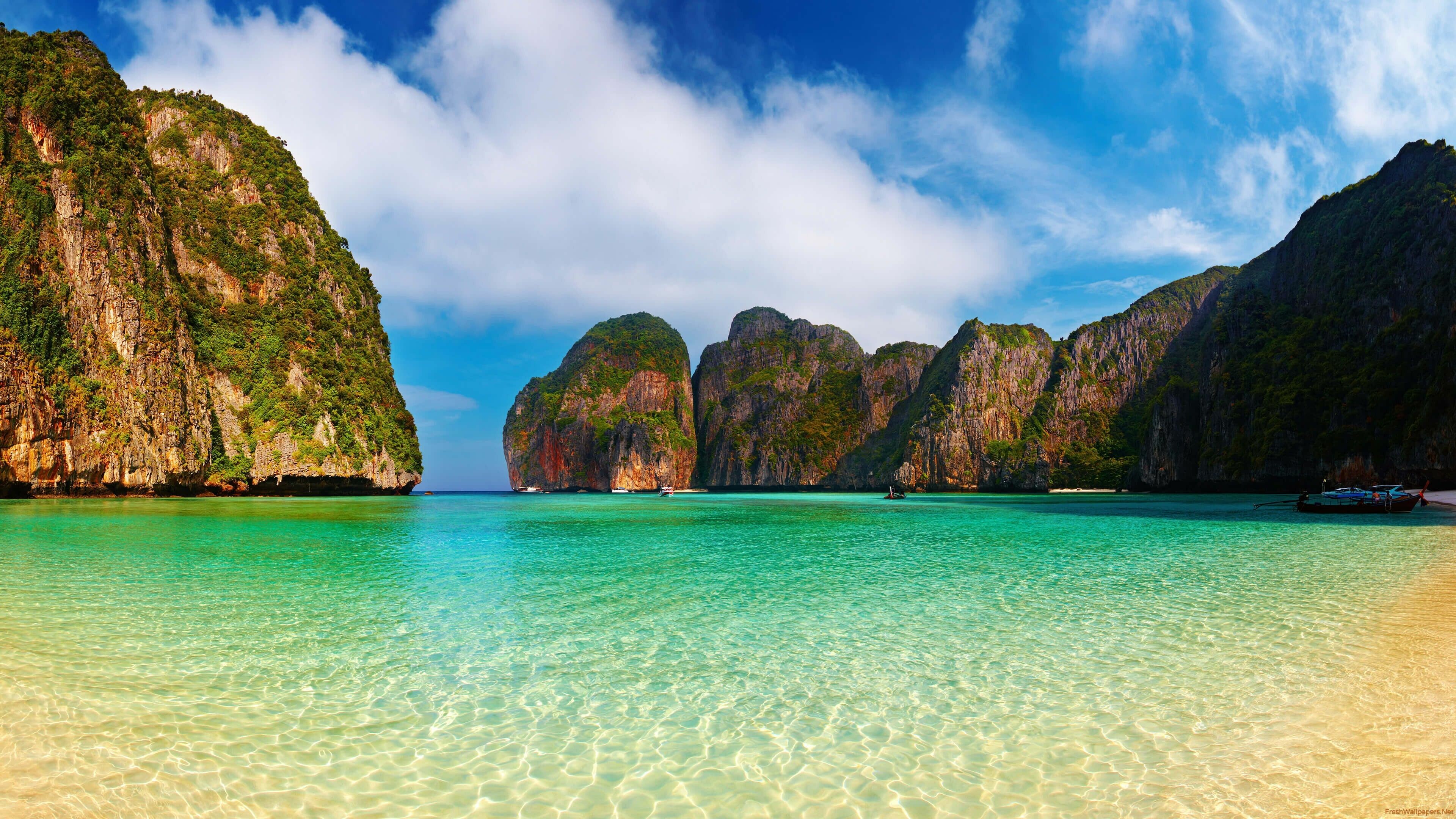 Phi Phi: The part of Krabi Province, Turquoise waters. 3840x2160 4K Wallpaper.