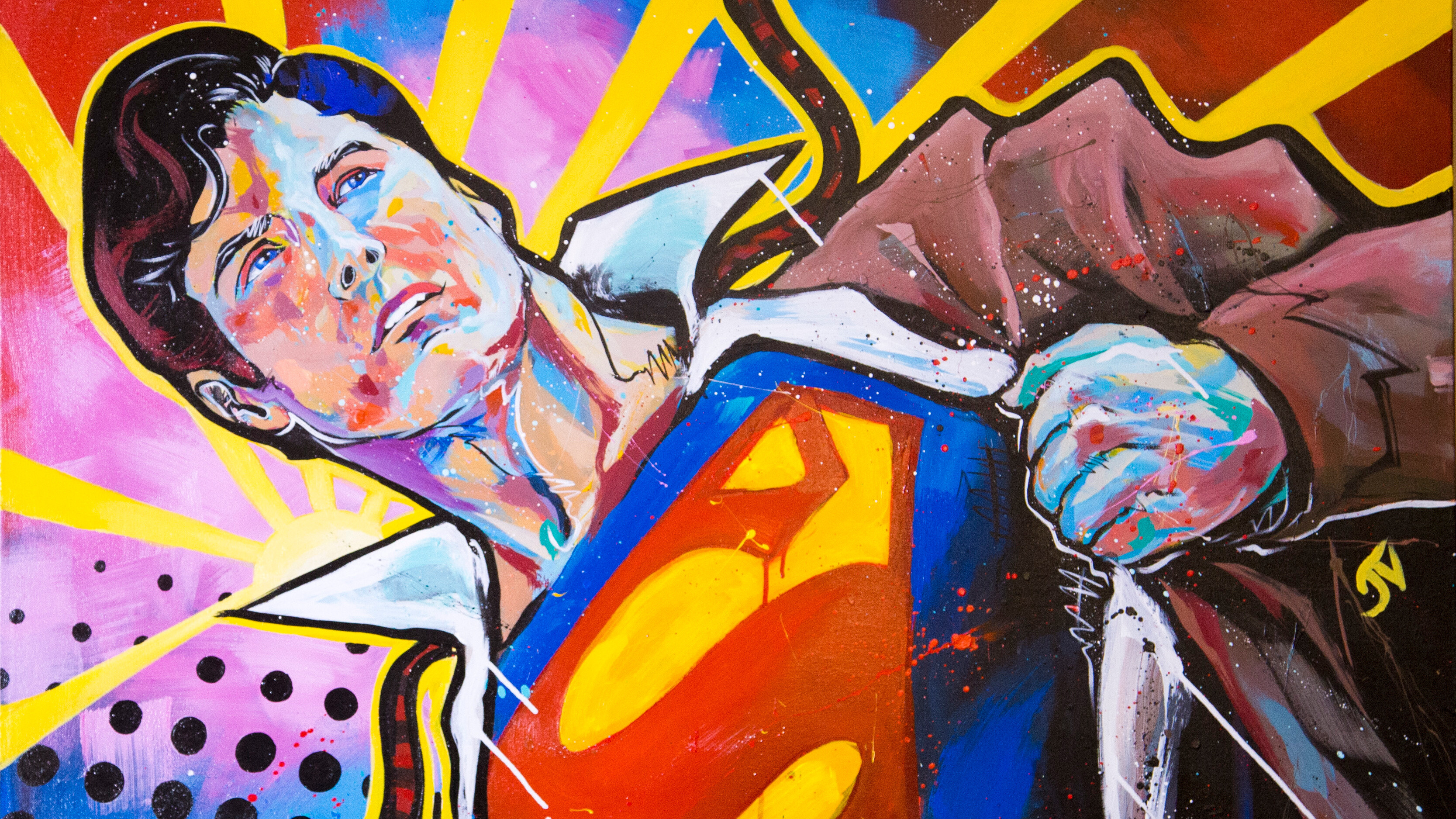Pop Art: Imagery from DC Comics, Superman. 3340x1880 HD Background.