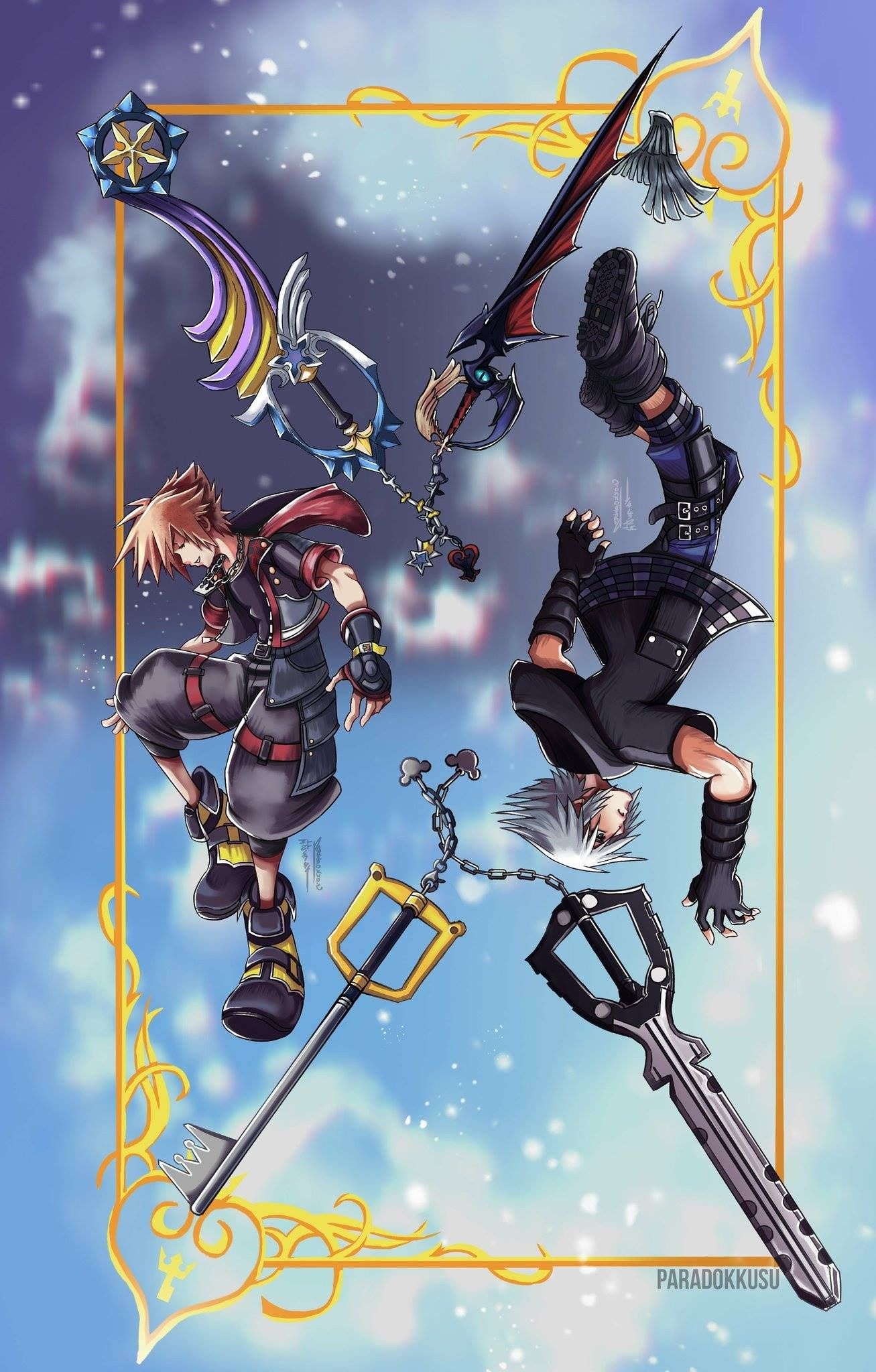 Sora and Riku, Kingdom Hearts art, Strong bond, Digital illustration, 1310x2050 HD Handy