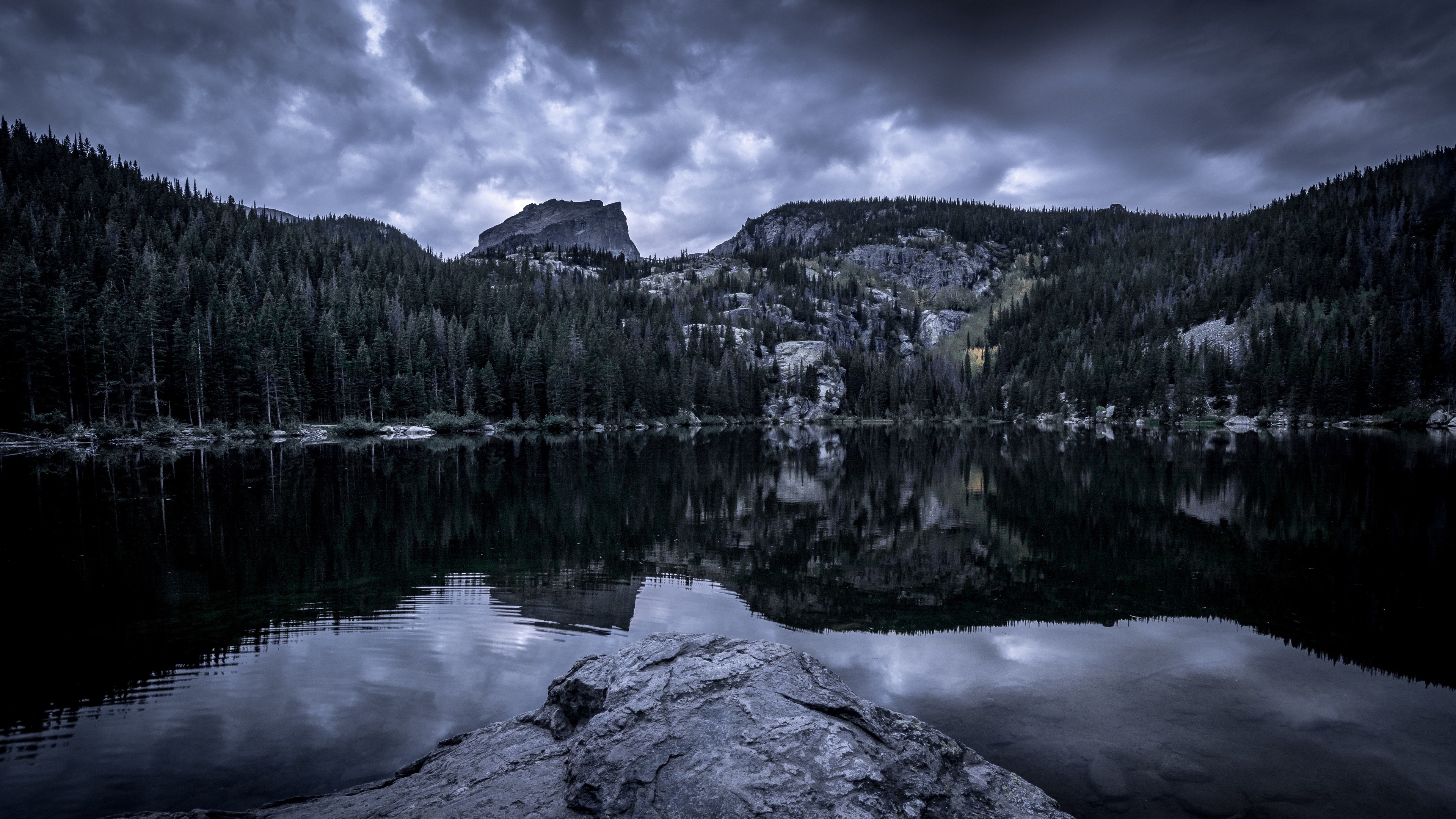 Lake wallpaper, 4K ultra HD, Beautiful nature scenery, Rocky Mountain Park, 3840x2160 4K Desktop