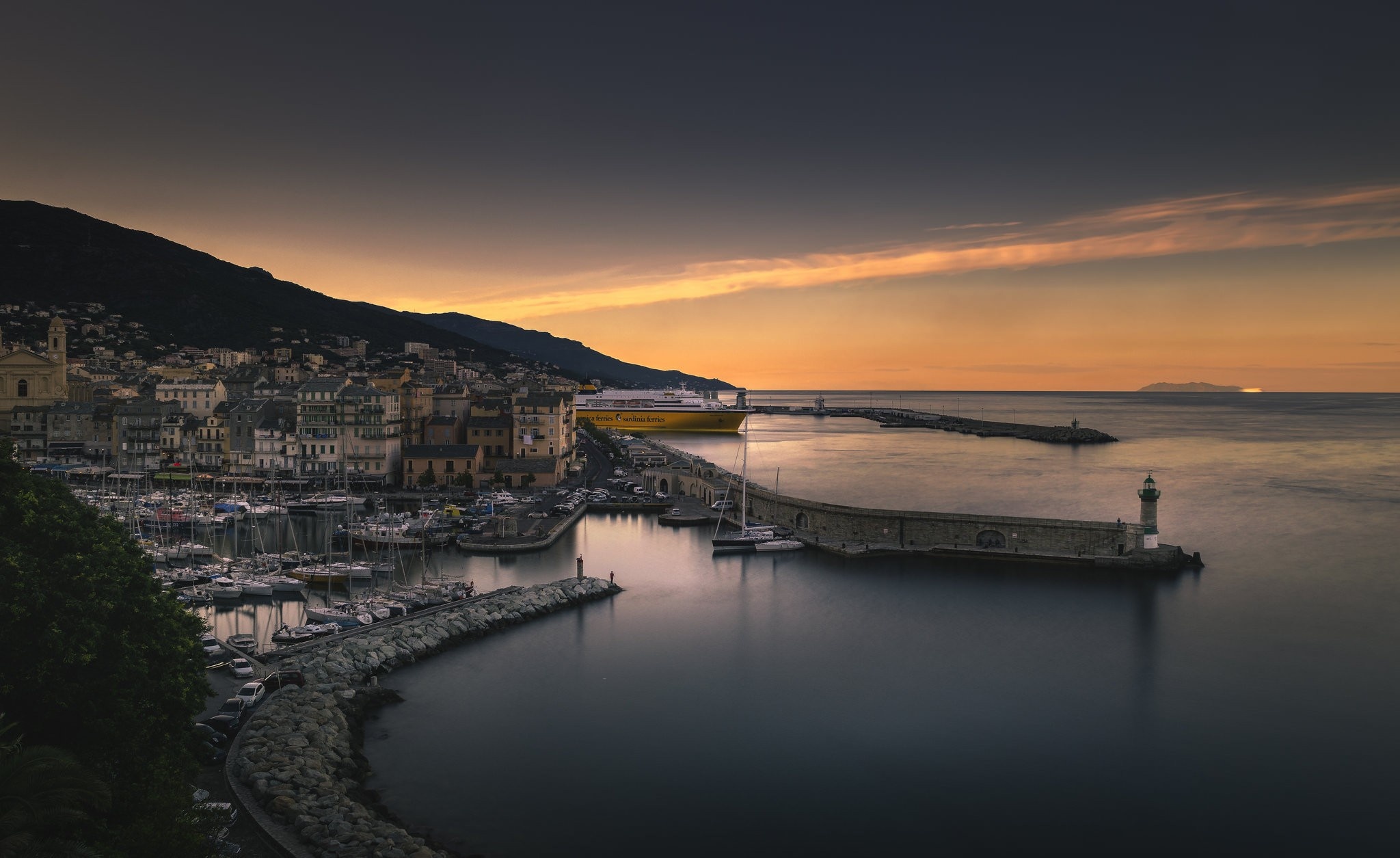 Landscape coast city harbor, Sardinian sea views, Ship in Sardinia, Wallpaper scenery, 2050x1260 HD Desktop