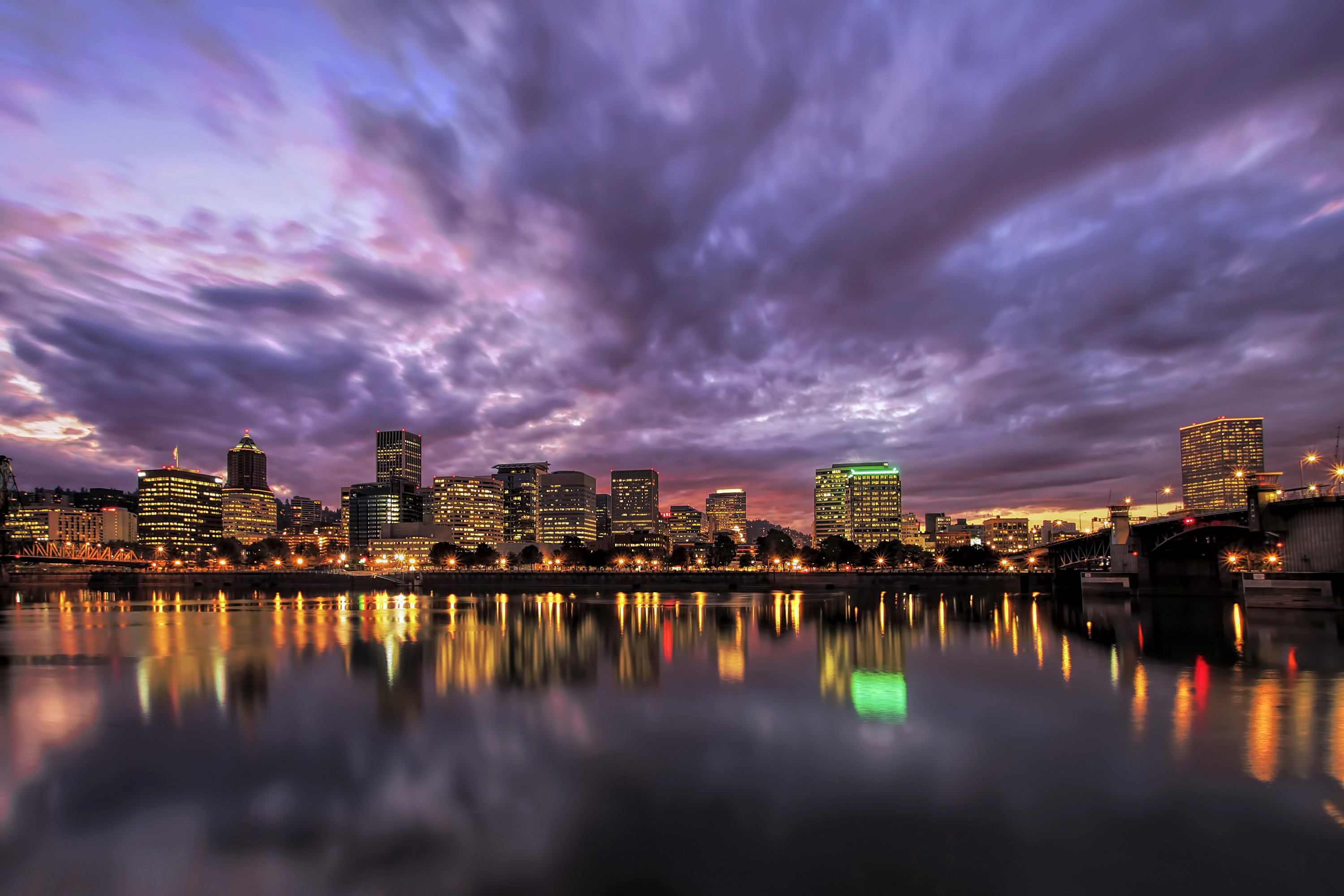 Portland Skyline, Travels, USA cityscape, Nighttime beauty, 3000x2000 HD Desktop