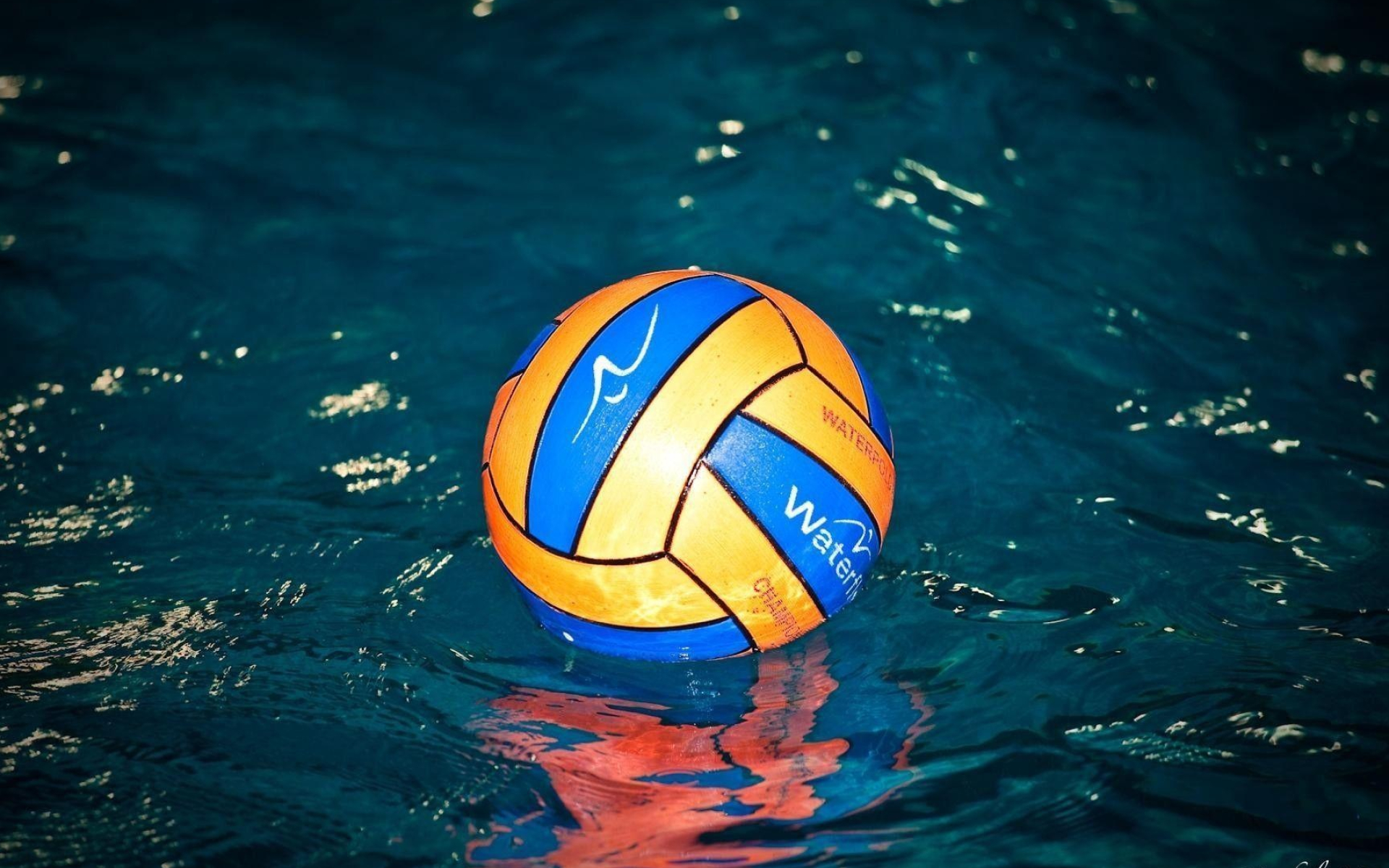 Water Polo: A light swim sports ball in the water, Equipment for competitive sports. 1920x1200 HD Background.