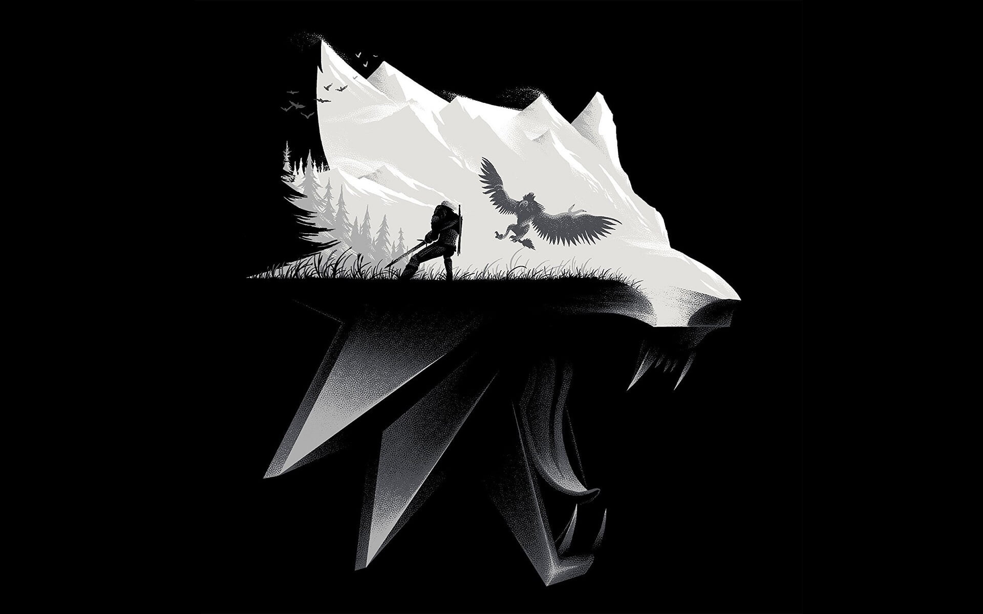 The Witcher (Game): A fantasy action role-playing games developed by CD Projekt, Black and white. 1920x1200 HD Wallpaper.