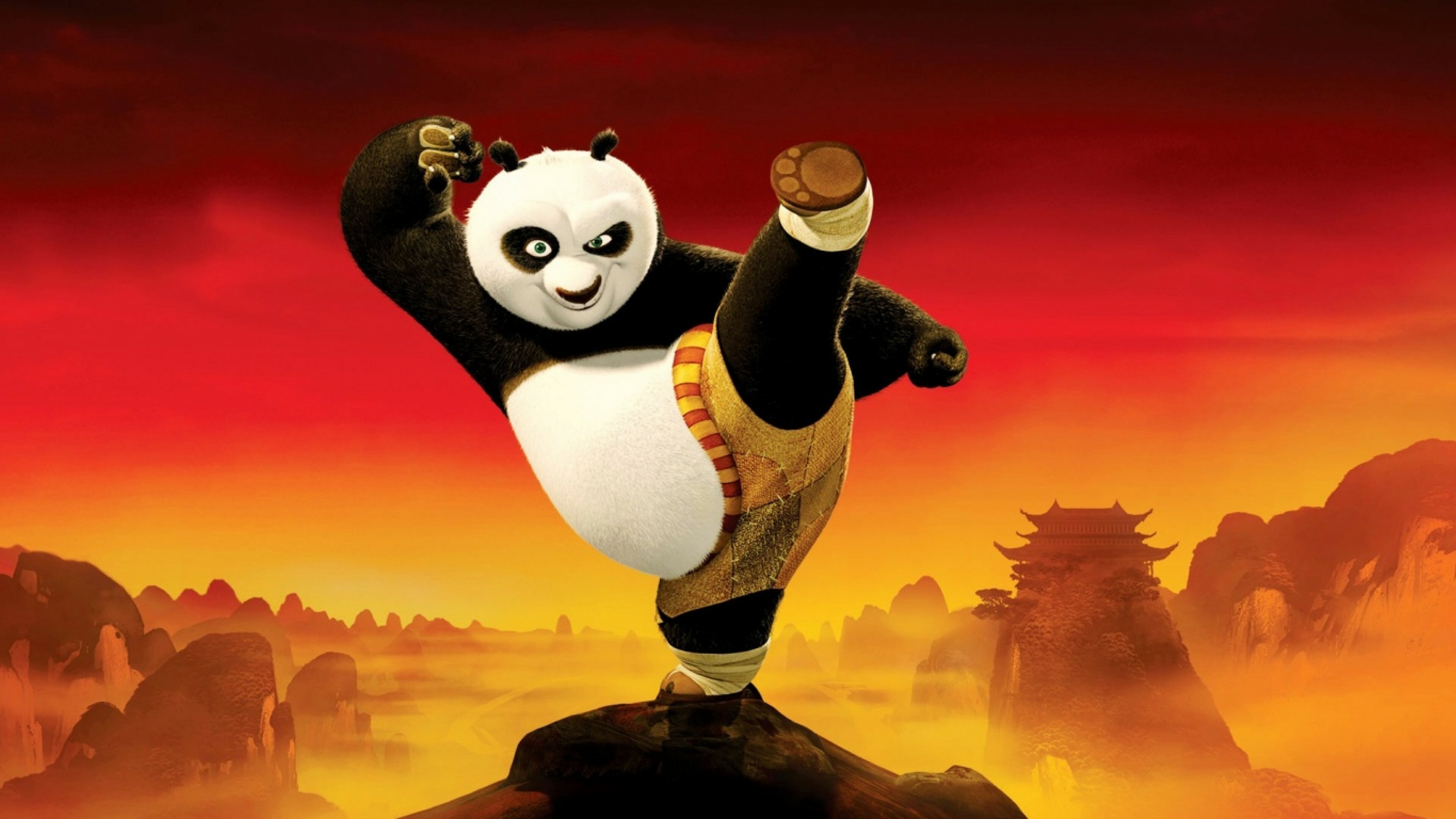 Panda: Black and white bear, Fictional character. 3840x2160 4K Background.