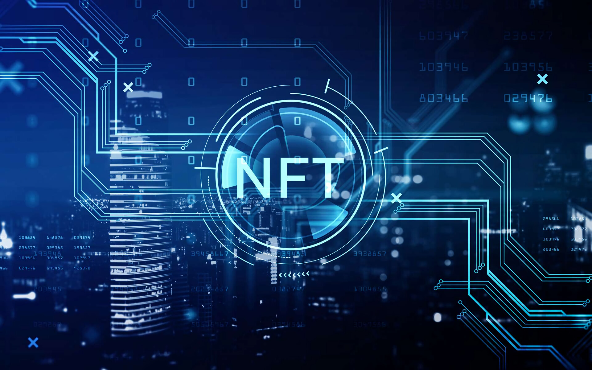 NFT: A digital asset that links ownership to unique physical or digital items. 1920x1200 HD Background.