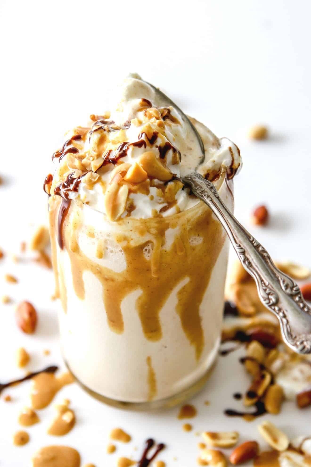 Milkshake: Shake with peanut butter, Food, Tableware. 1320x1980 HD Wallpaper.