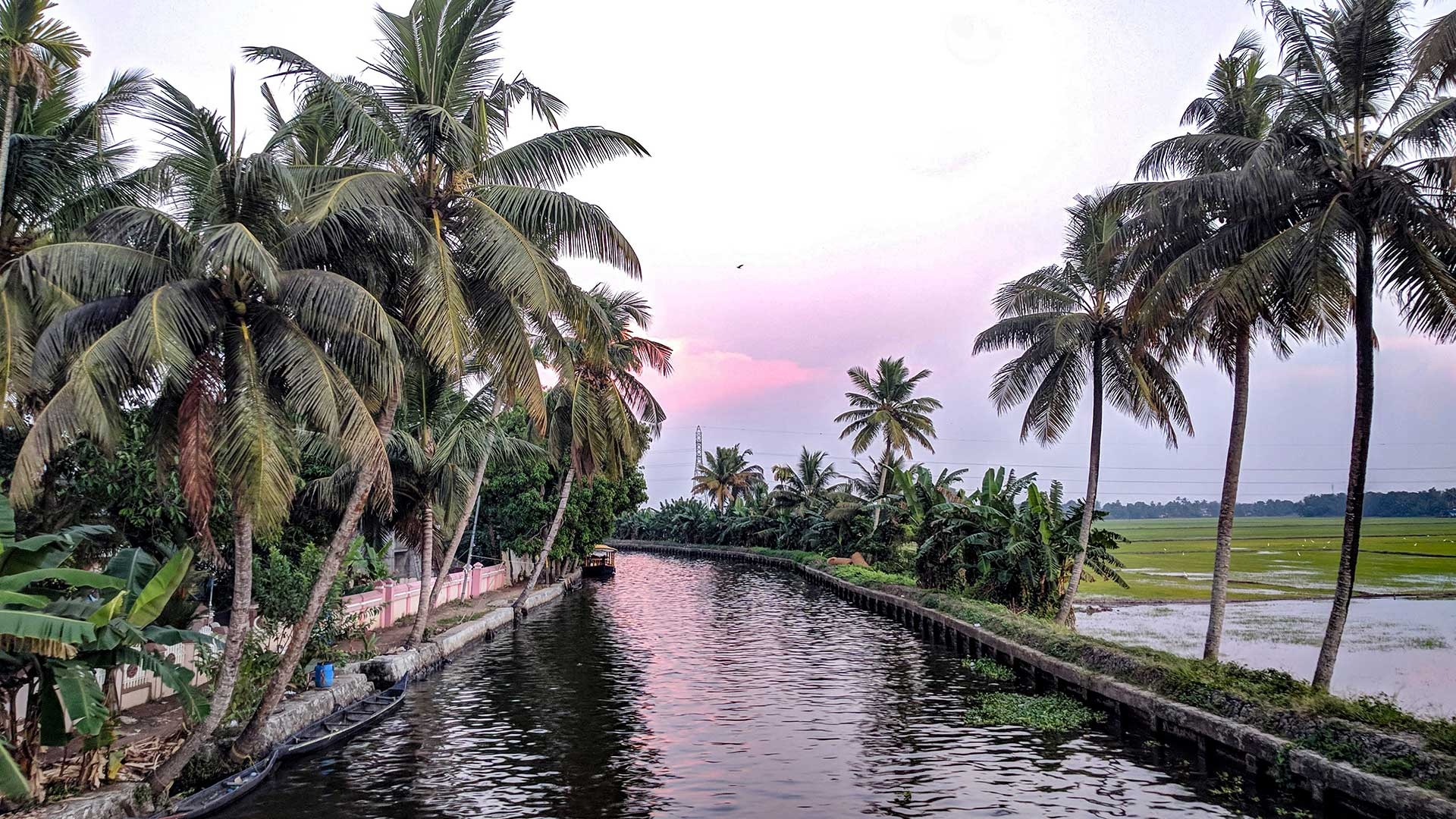 Kerala backwaters, Houseboat experience, Canal cruising, Serene waterways, 1920x1080 Full HD Desktop