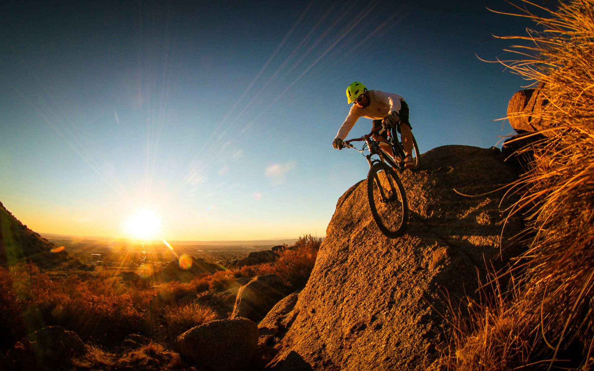 Cycling (Cycle Sport): Extreme Cycling In Mountains In California, Cycle Sport Equipment List: Helmet, Sunglasses, Mountain Bike. 1920x1200 HD Wallpaper.