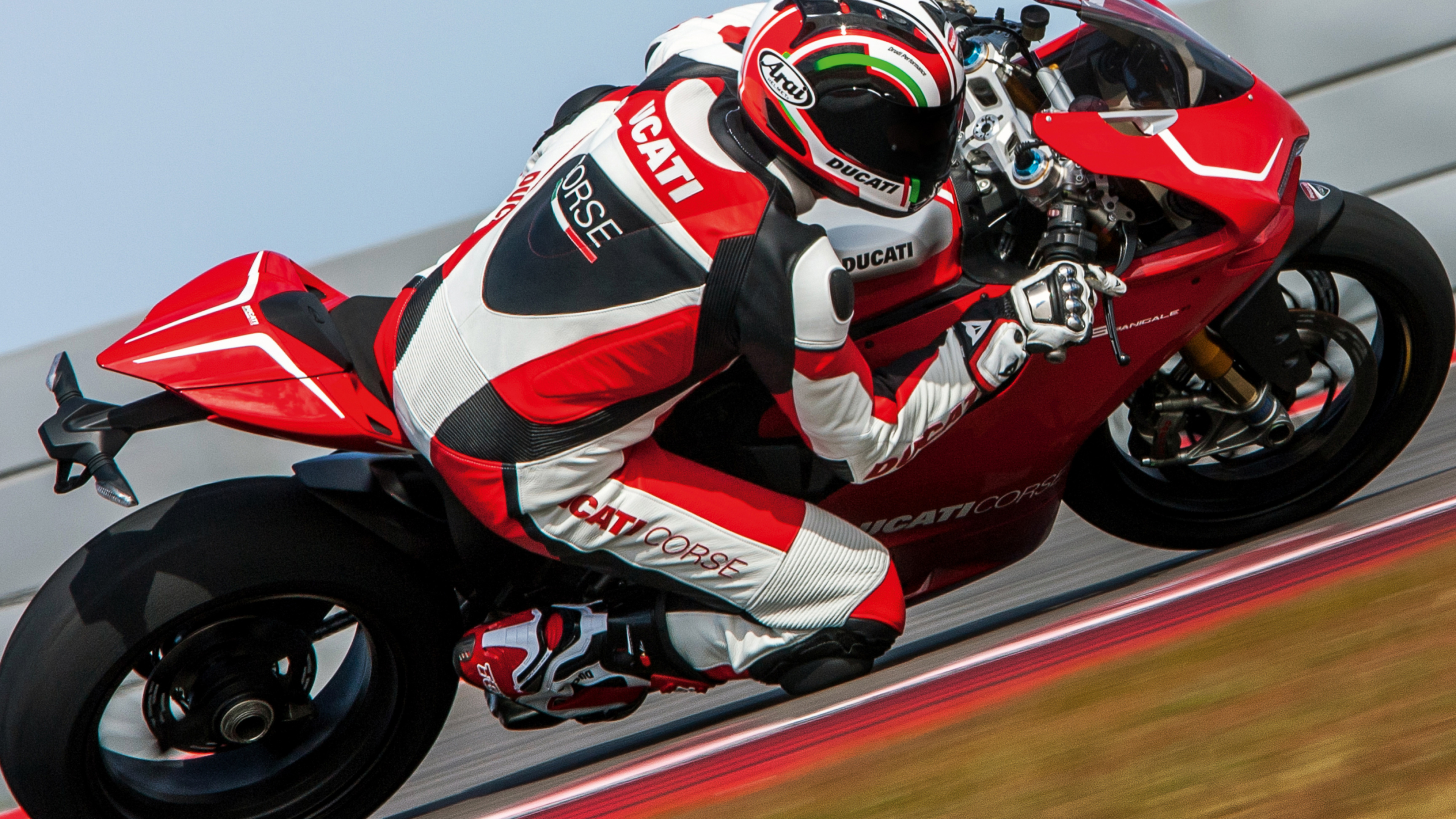 Motorcycle Racing: Ducati Panigale, Good Sense of Speed and Balance, Ducati Superbike 1199. 3840x2160 4K Wallpaper.