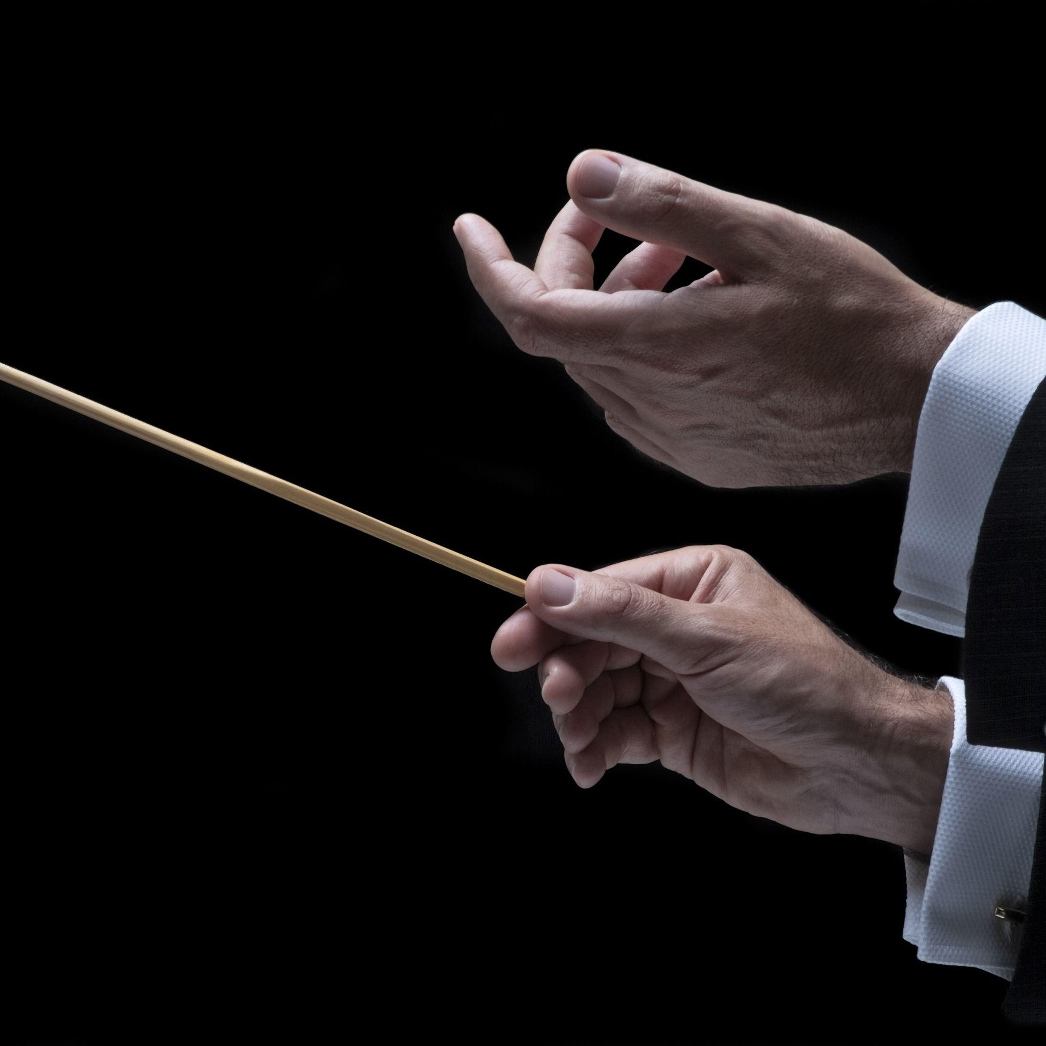 Orchestra: A baton, A stick that is used by conductors, Directing an ensemble of musicians. 2050x2050 HD Background.