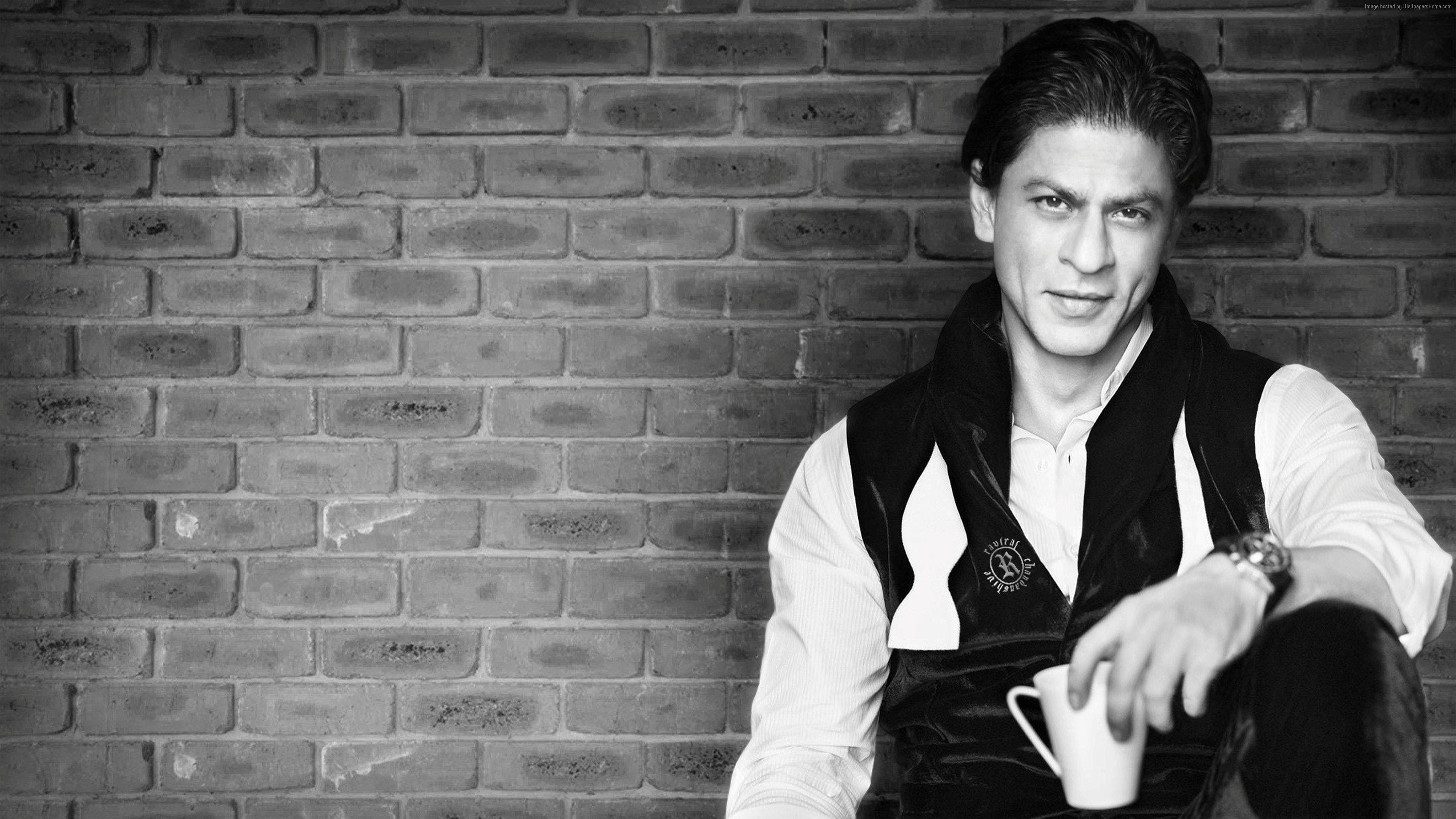 Shah Rukh Khan, Bollywood actor, Monochrome photo, HD wallpaper, 3840x2160 4K Desktop
