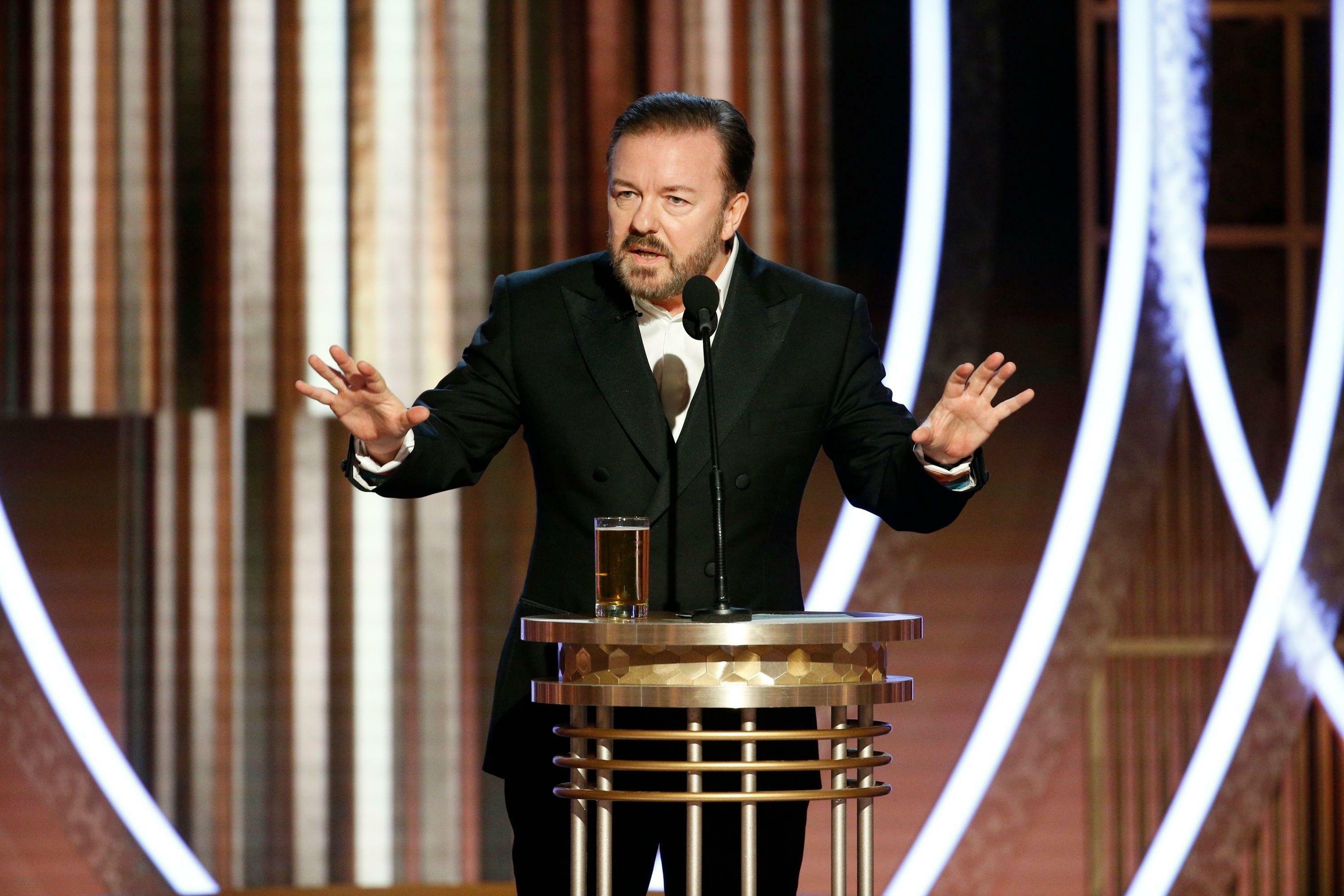 Golden Globes, Ricky Gervais, Shocking jokes, Culture, 3000x2000 HD Desktop